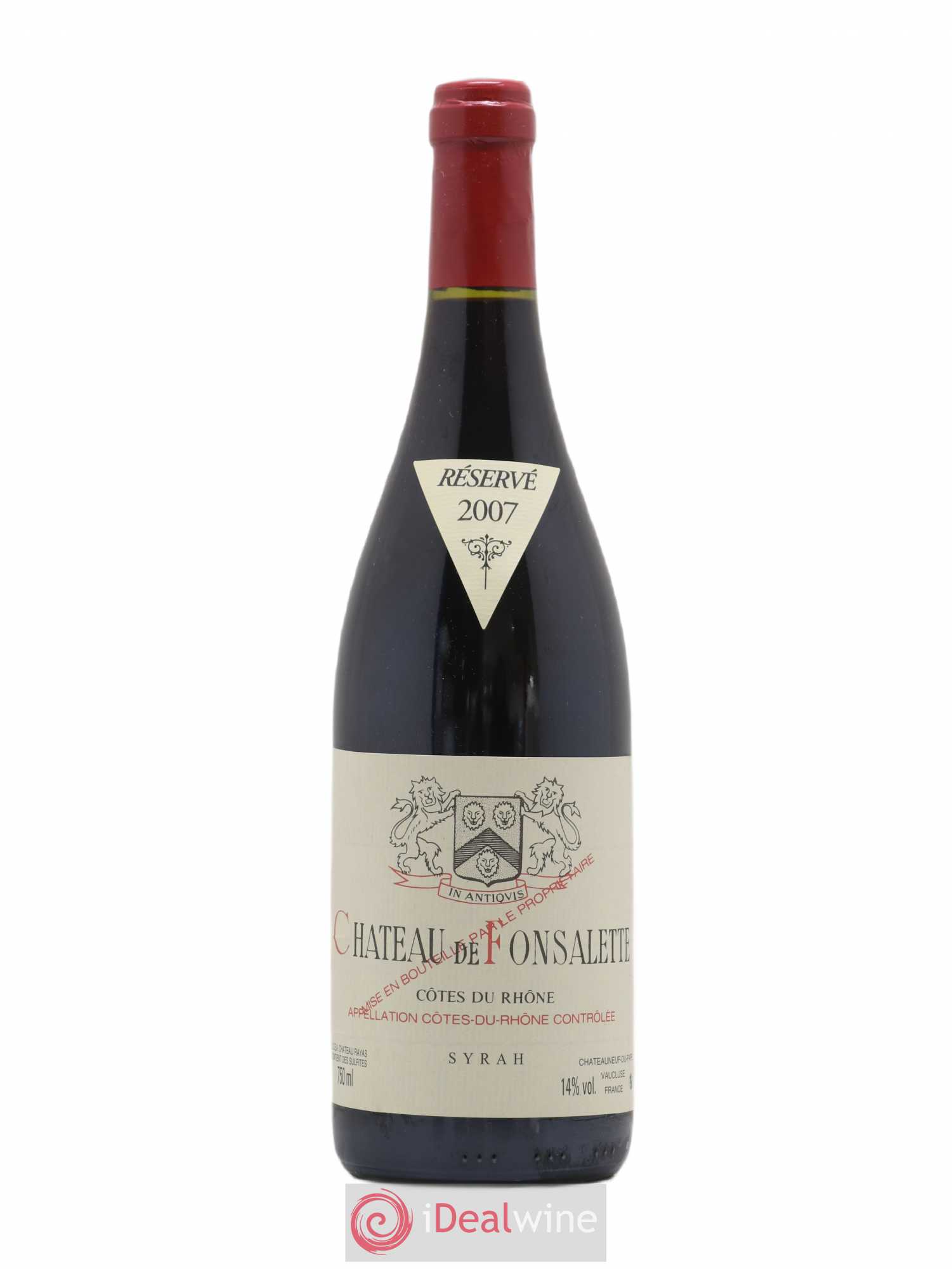 Côtes-du-Rhône Cuvée Syrah Château de Fonsalette 2007 - Lot de 1 bouteille - 0