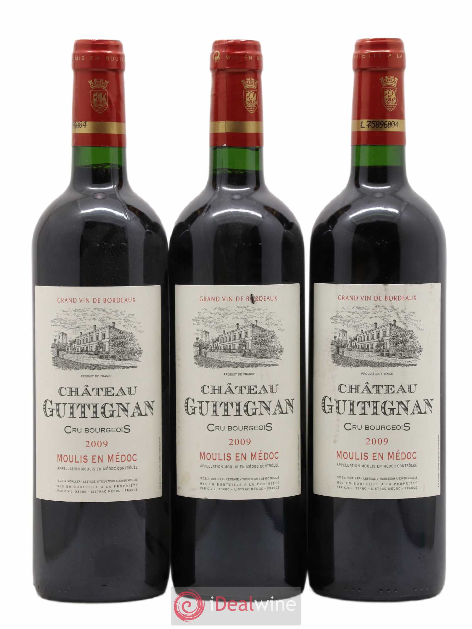 Moulis en Médoc Château Guitignan 2009 - Lot de 3 bouteilles - 0
