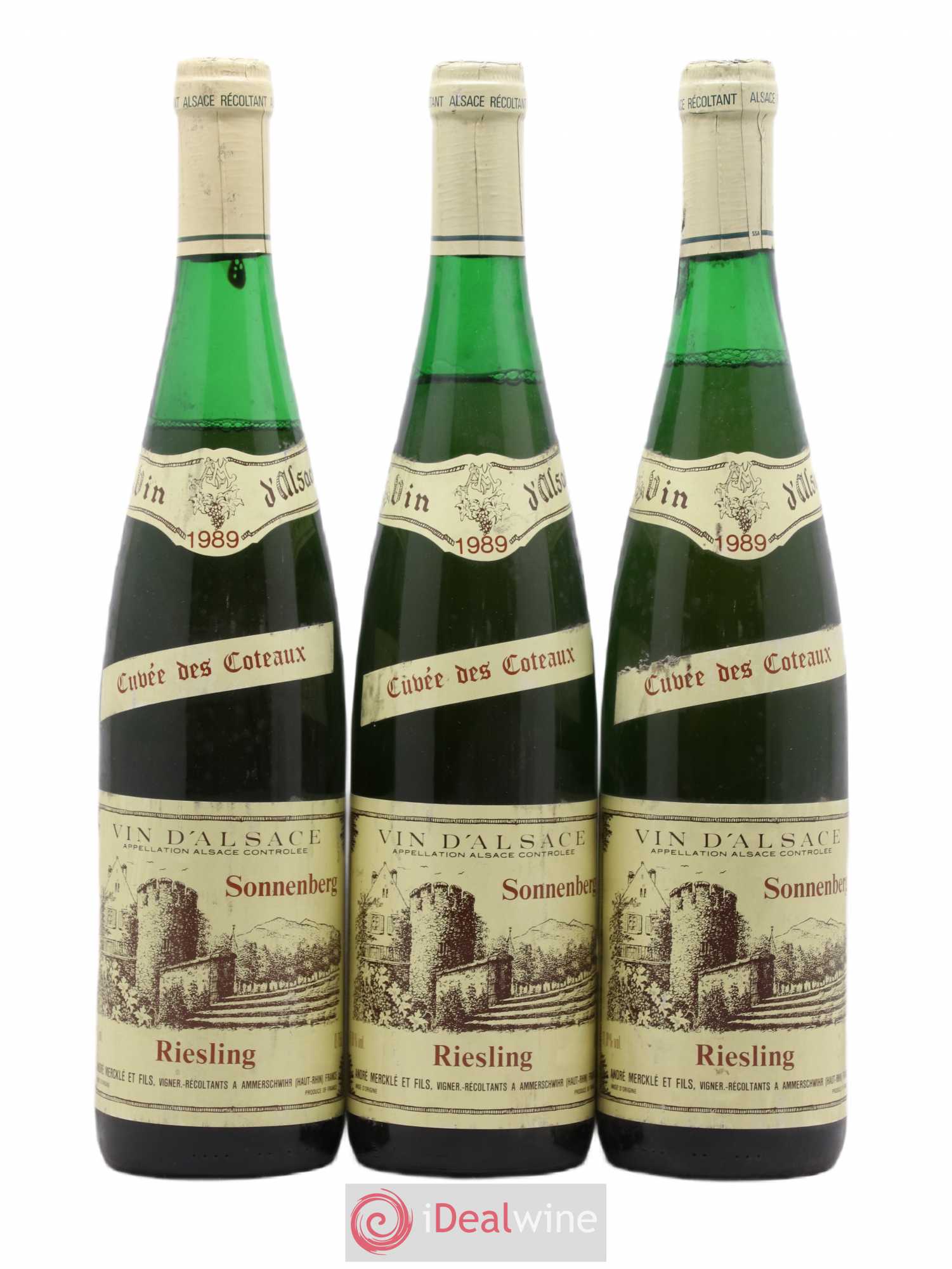 Riesling Sonnenberg Cuvée des Coteaux André Merckle et Fils 1989 - Lotto di 3 bottiglie - 0