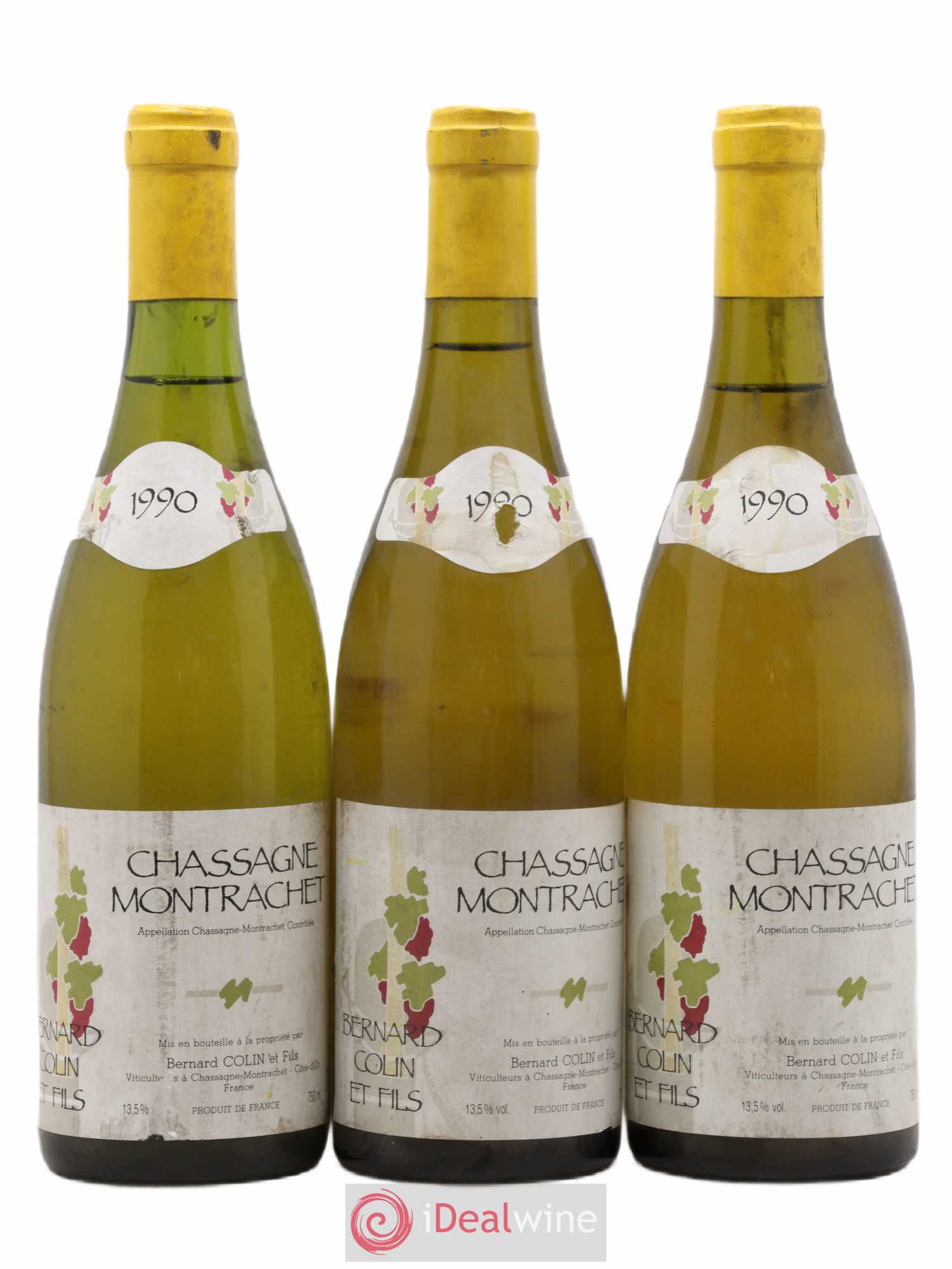 Chassagne-Montrachet Bernard Colin 1990 - Lot de 3 bouteilles - 0