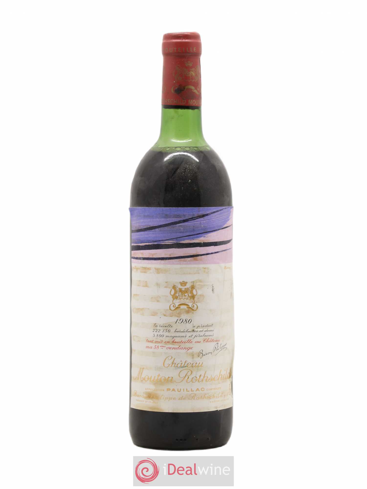 Château Mouton Rothschild 1er Grand Cru Classé 1980 - Lot de 1 bouteille - 0