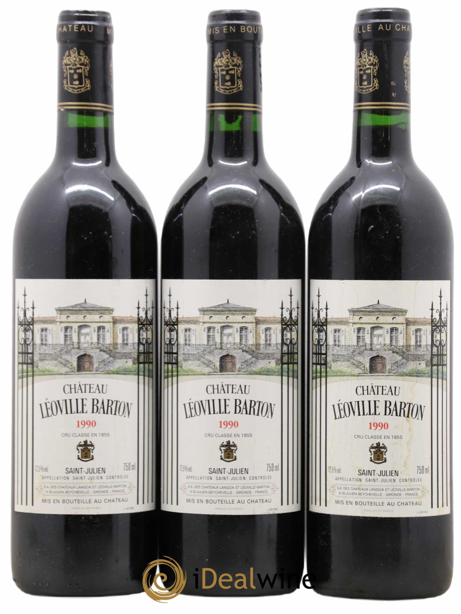 Château Léoville Barton 2ème Grand Cru Classé 1990 - Lot de 3 bouteilles - 0