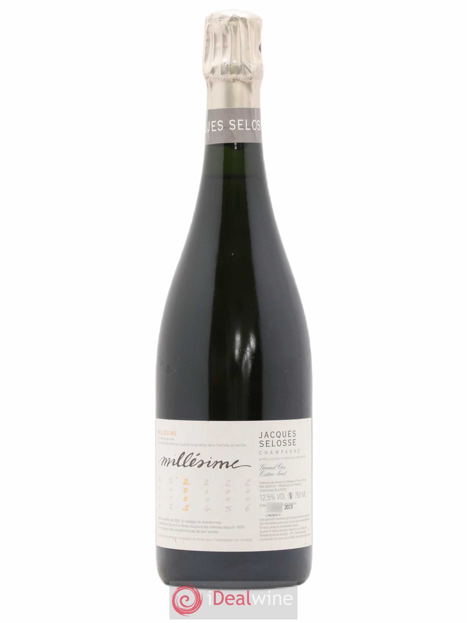 Blanc de Blancs Millésimé Jacques Selosse 2003 - Lot de 1 bouteille - 0