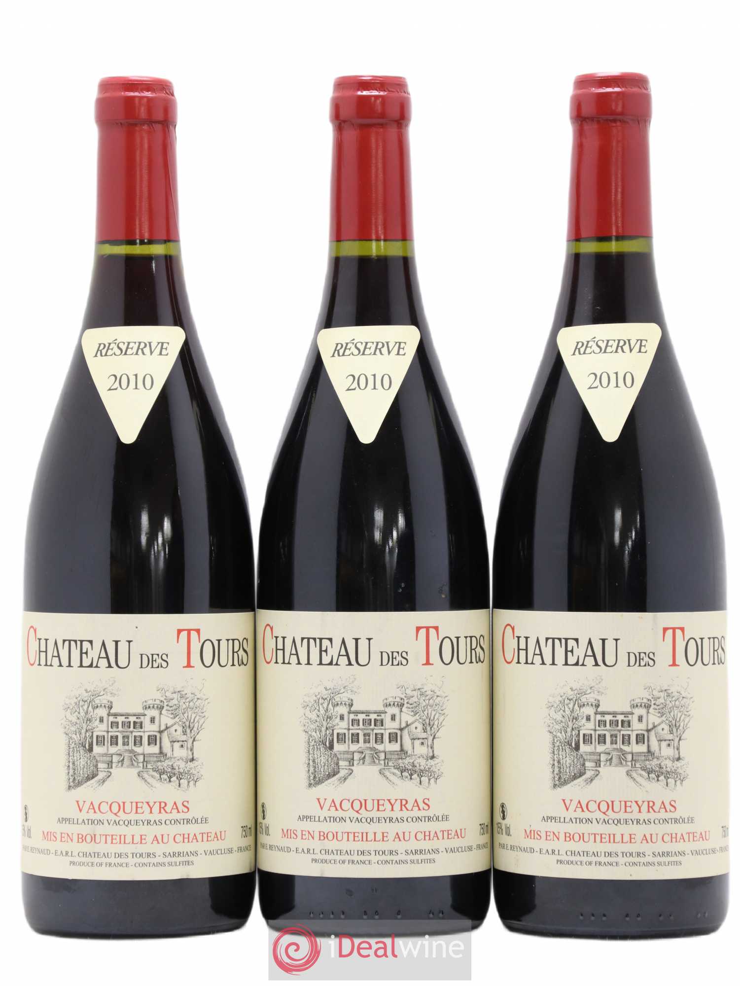 Vacqueyras Château des Tours Emmanuel Reynaud 2010 - Lot de 3 bouteilles - 0
