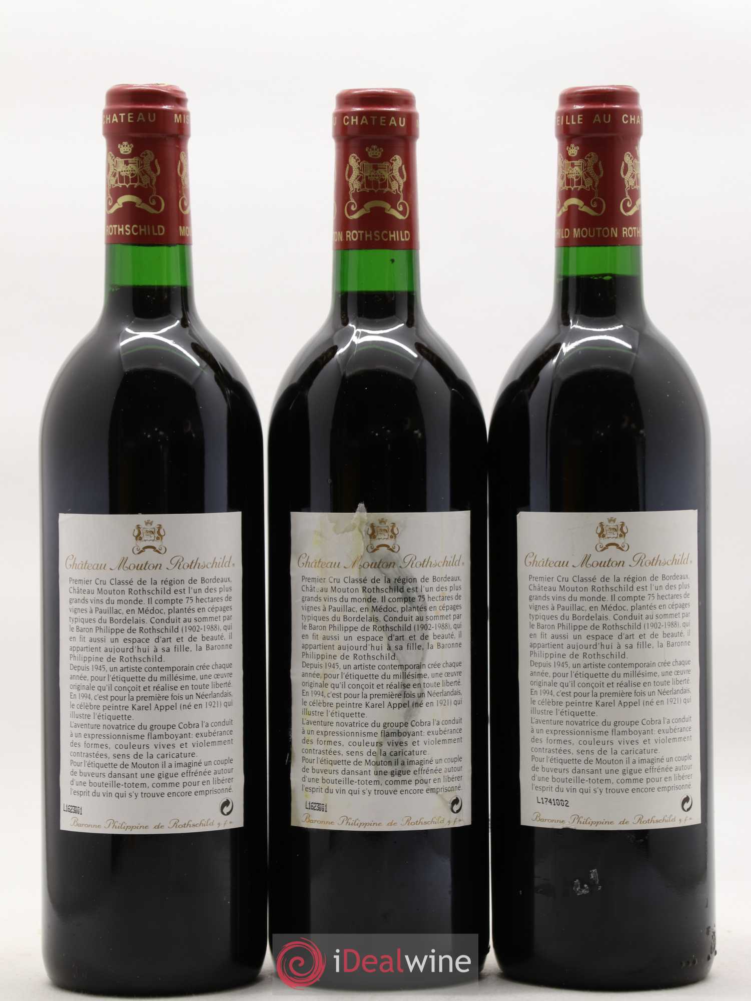 Château Mouton Rothschild 1er Grand Cru Classé 1994 - Lot de 3 bouteilles - 1