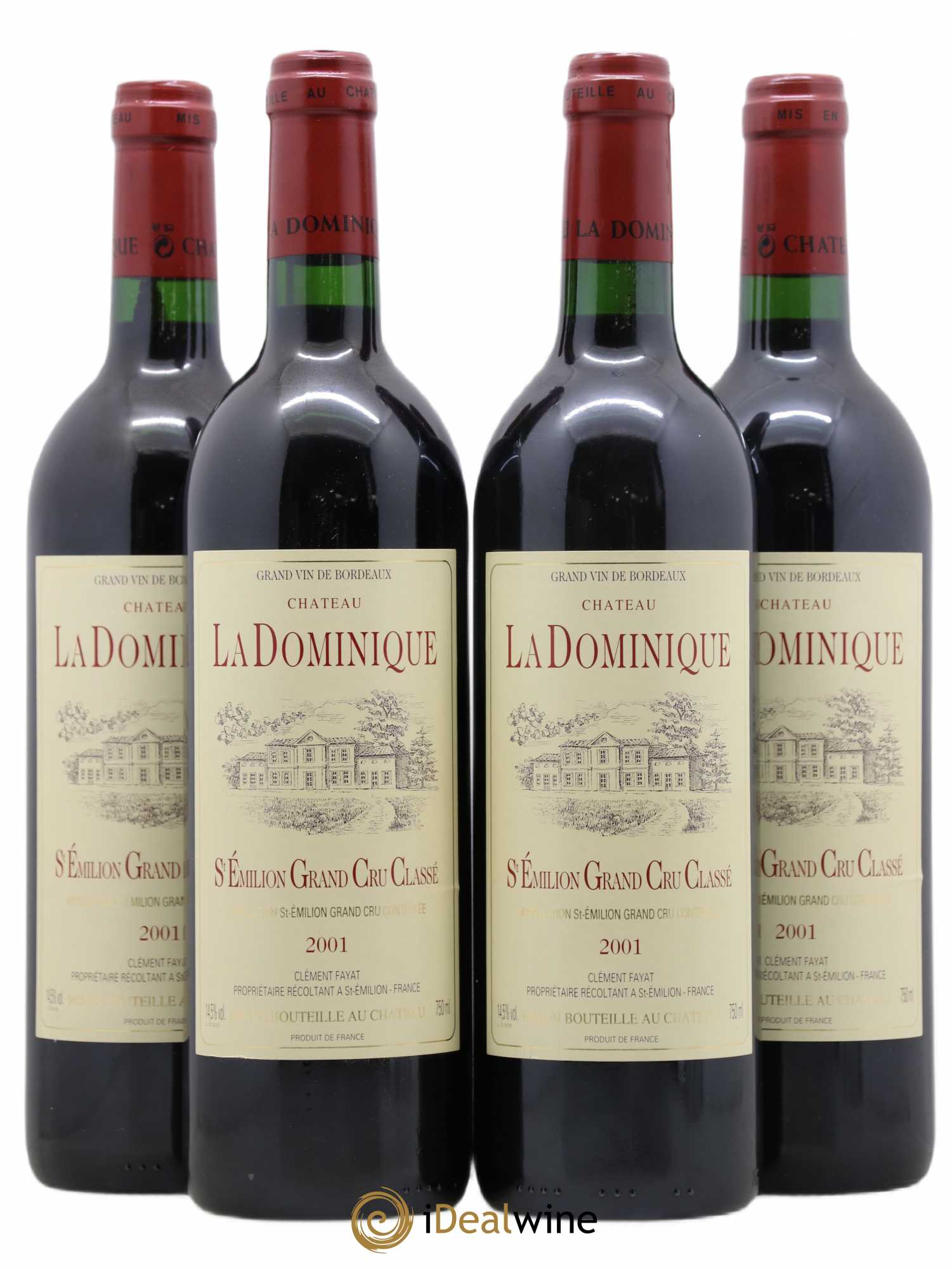 Château la Dominique Grand Cru Classé 2001 - Lot de 4 bouteilles - 0
