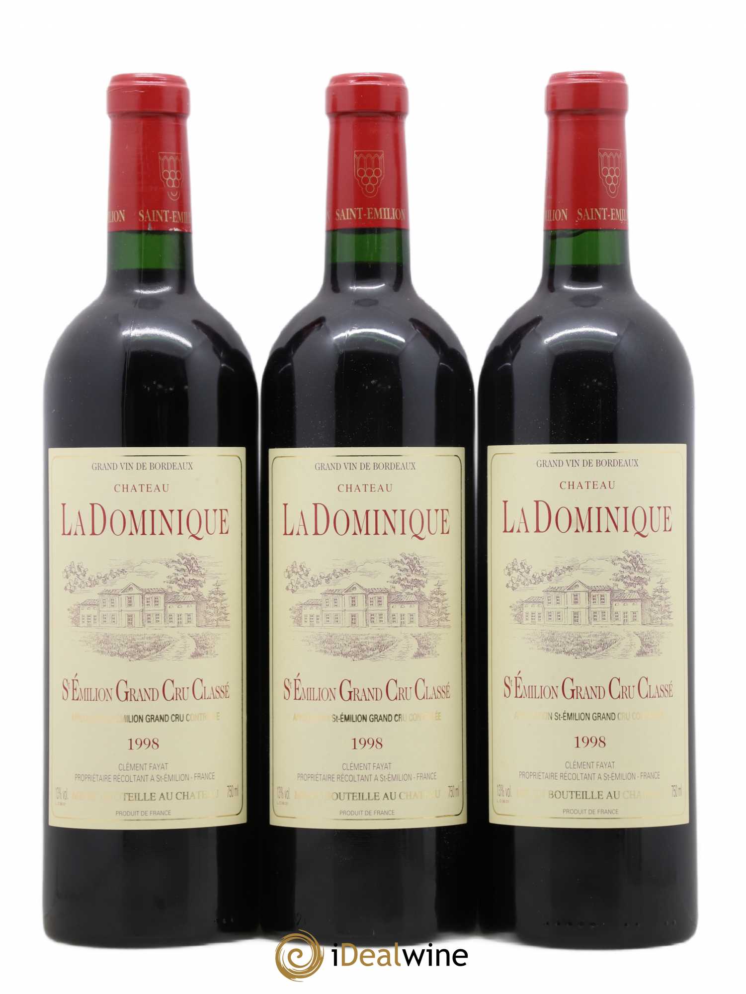 Château la Dominique Grand Cru Classé 1998 - Lot de 3 bouteilles - 0