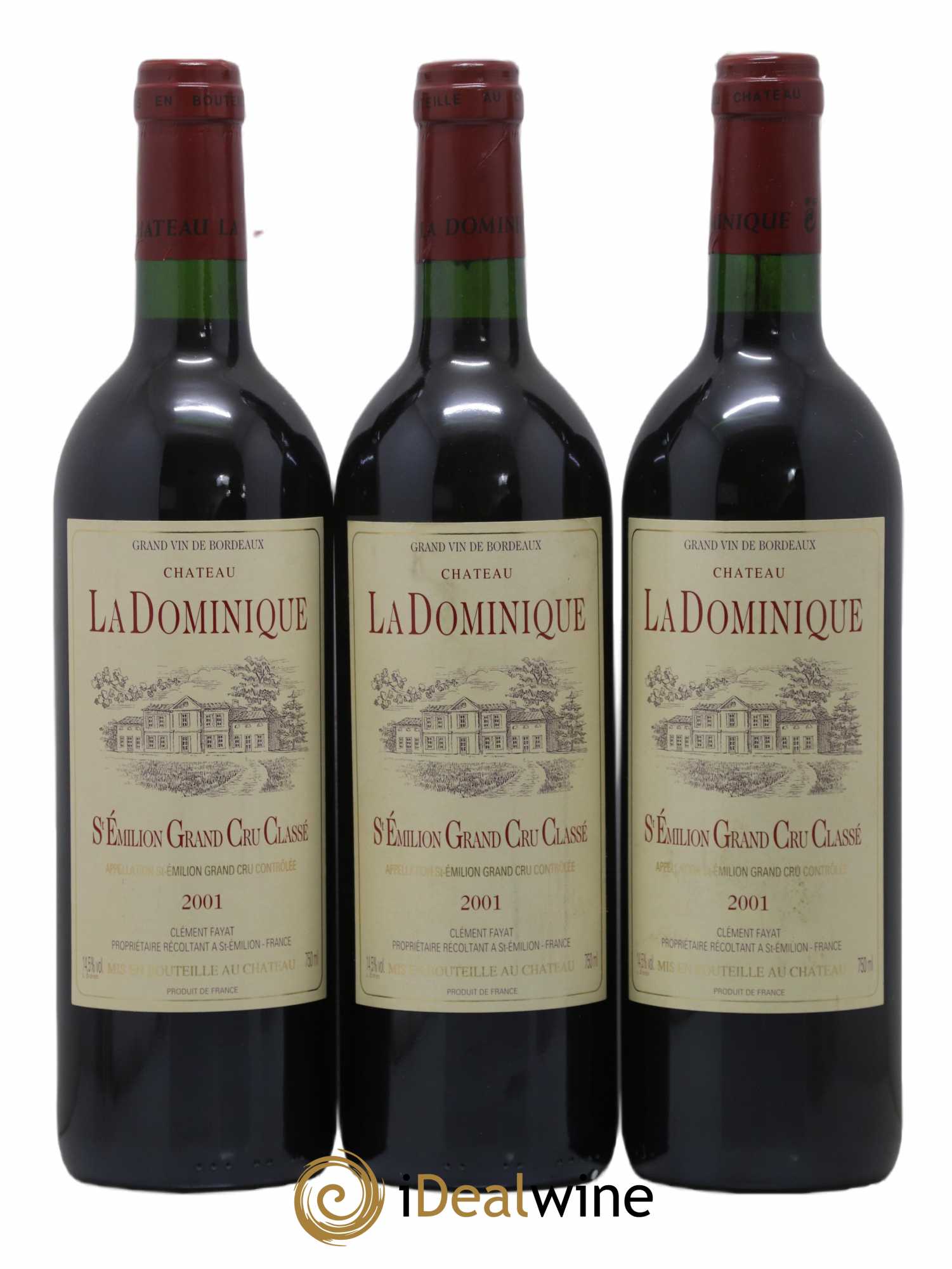 Château la Dominique Grand Cru Classé 2001 - Lot de 3 bouteilles - 0