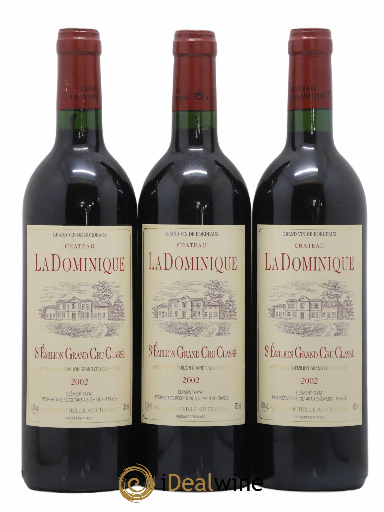 Château la Dominique Grand Cru Classé 2002 - Lot de 3 bouteilles - 0