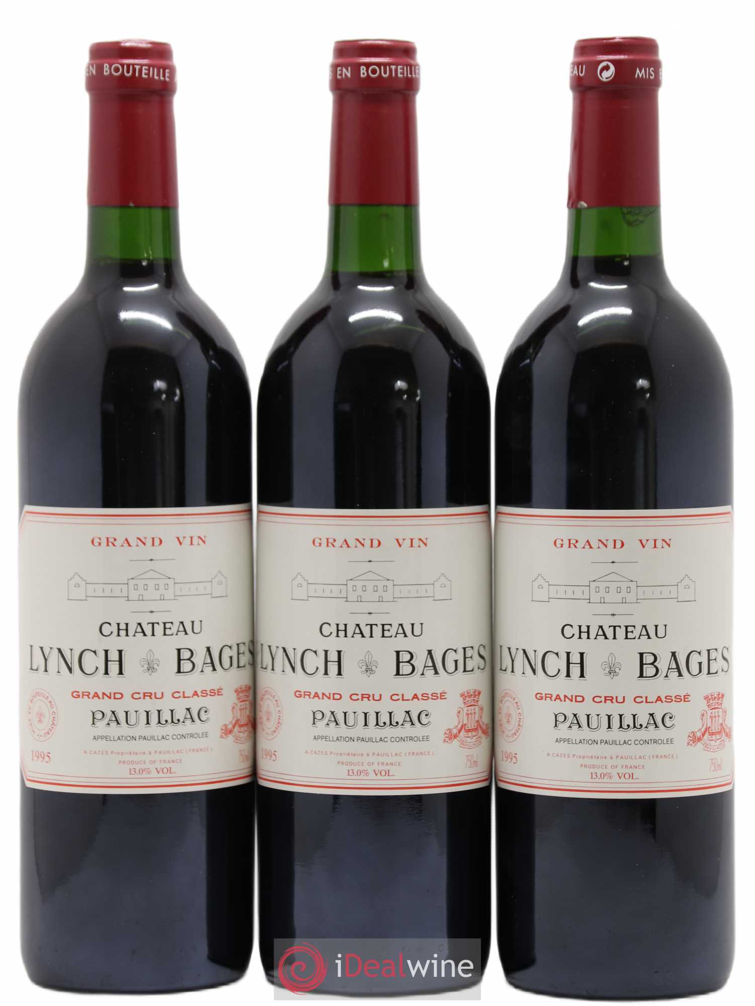 Château Lynch Bages 5ème Grand Cru Classé 1995 - Lot de 3 bouteilles - 0