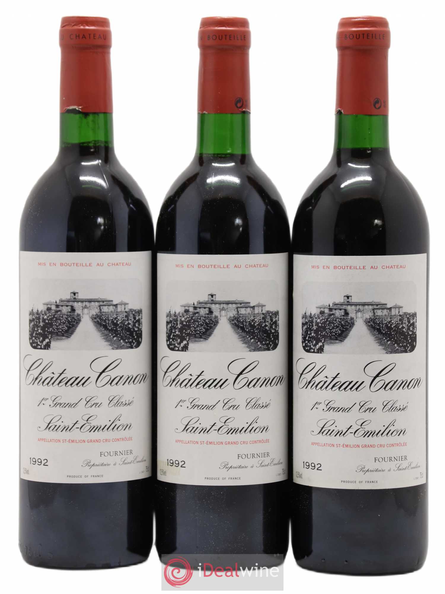 Château Canon 1er Grand Cru Classé B 1992 - Lot de 3 bouteilles - 0