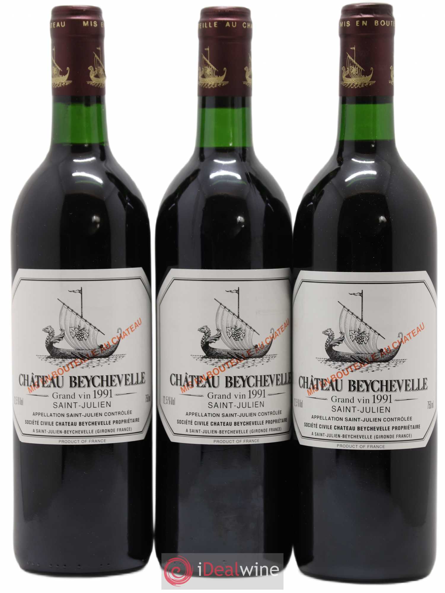 Château Beychevelle 4ème Grand Cru Classé 1991 - Lot de 3 bouteilles - 0