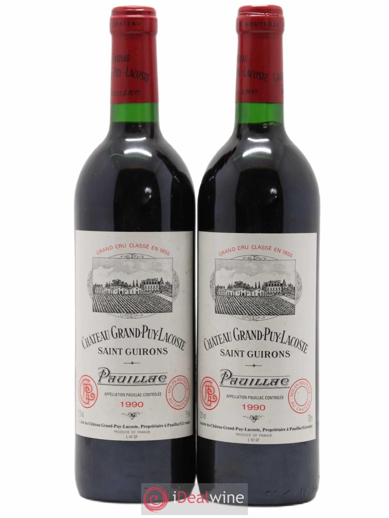 Château Grand Puy Lacoste 5ème Grand Cru Classé 1990 - Lot de 2 bouteilles - 0