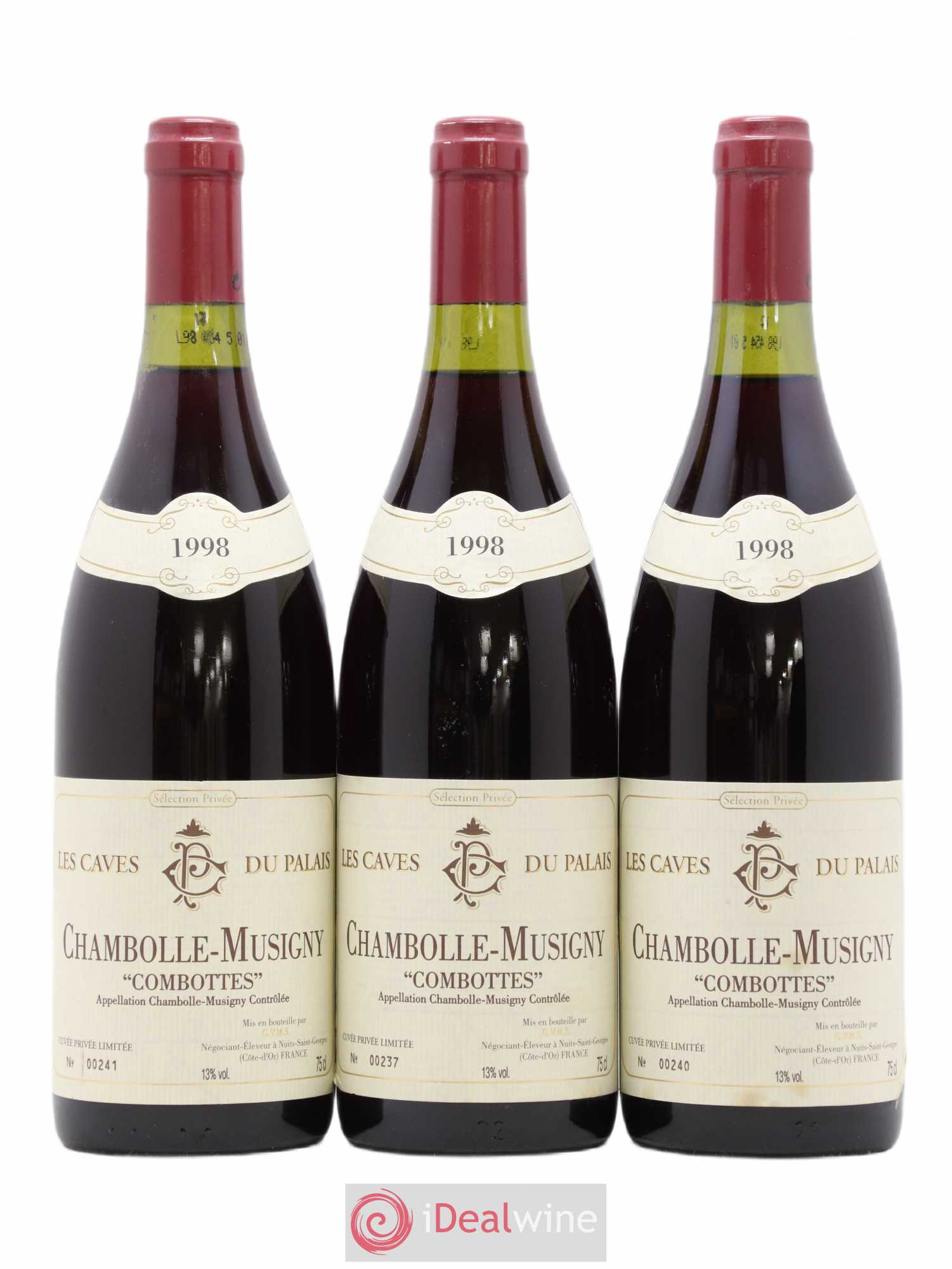 Chambolle-Musigny Combottes Les Caves du Palais 1998 - Posten von 3 Flaschen - 0