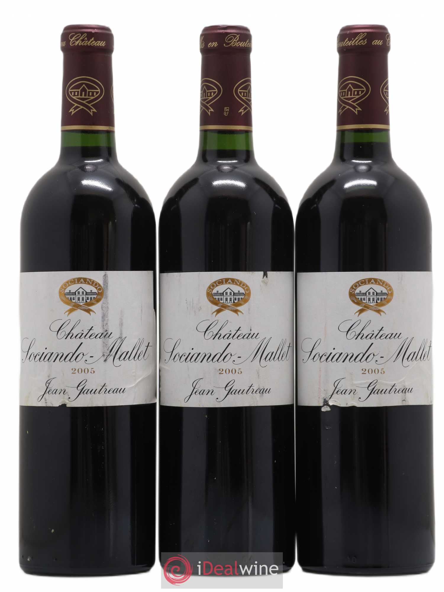 Château Sociando Mallet 2005 - Lot de 3 bouteilles - 0