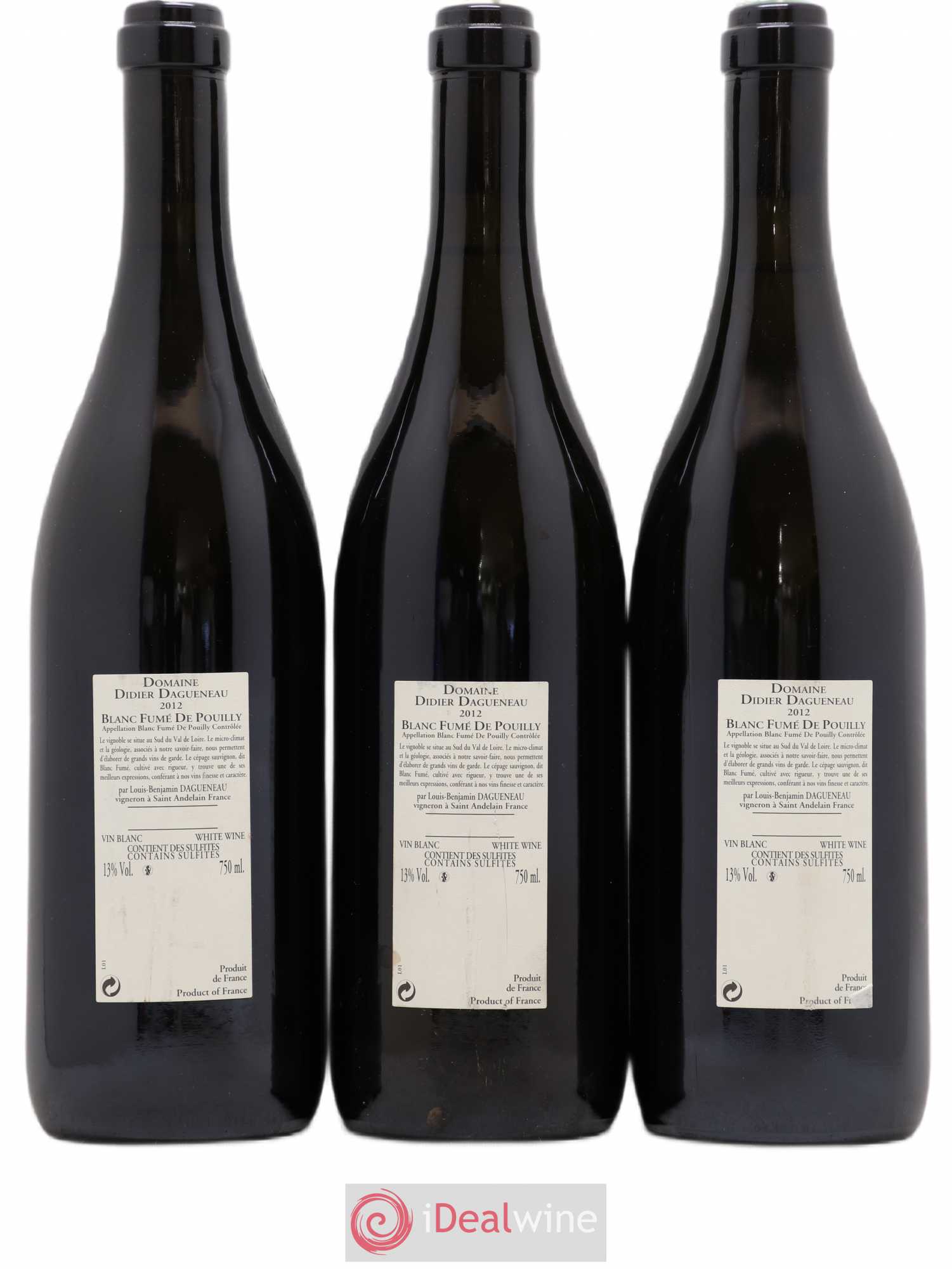 Vin de France (anciennement Pouilly-Fumé) Buisson Renard Dagueneau (Domaine Didier - Louis-Benjamin) 2012 - Lot de 3 bouteilles - 1