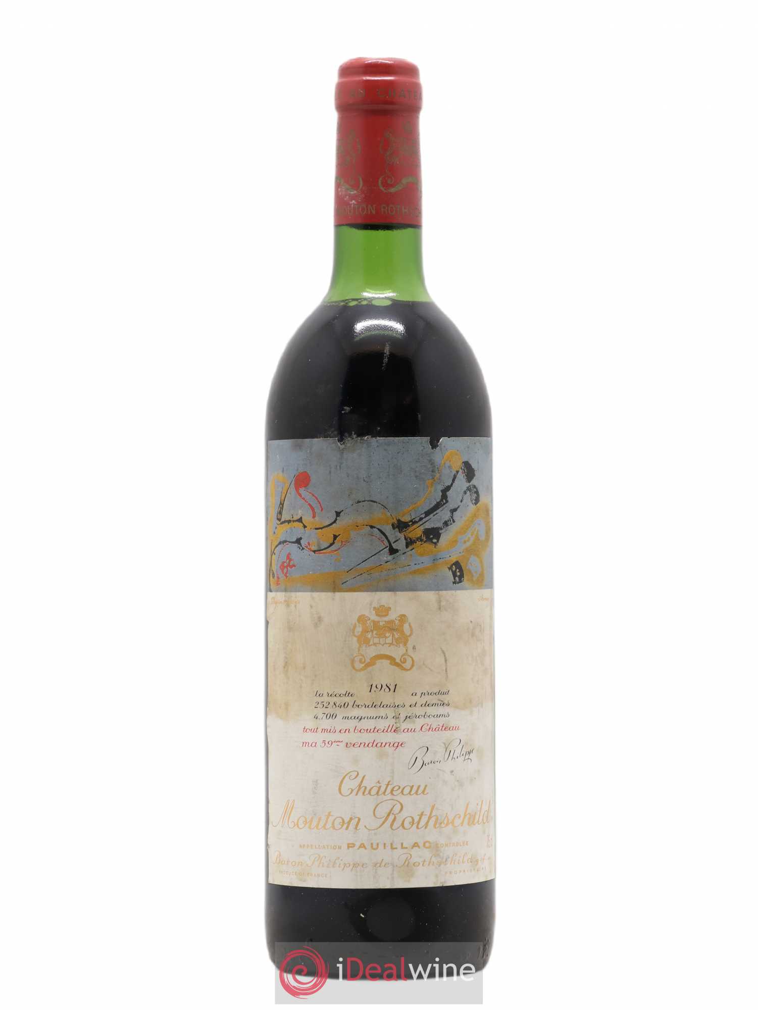 Château Mouton Rothschild 1er Grand Cru Classé 1981 - Lot de 1 bouteille - 0