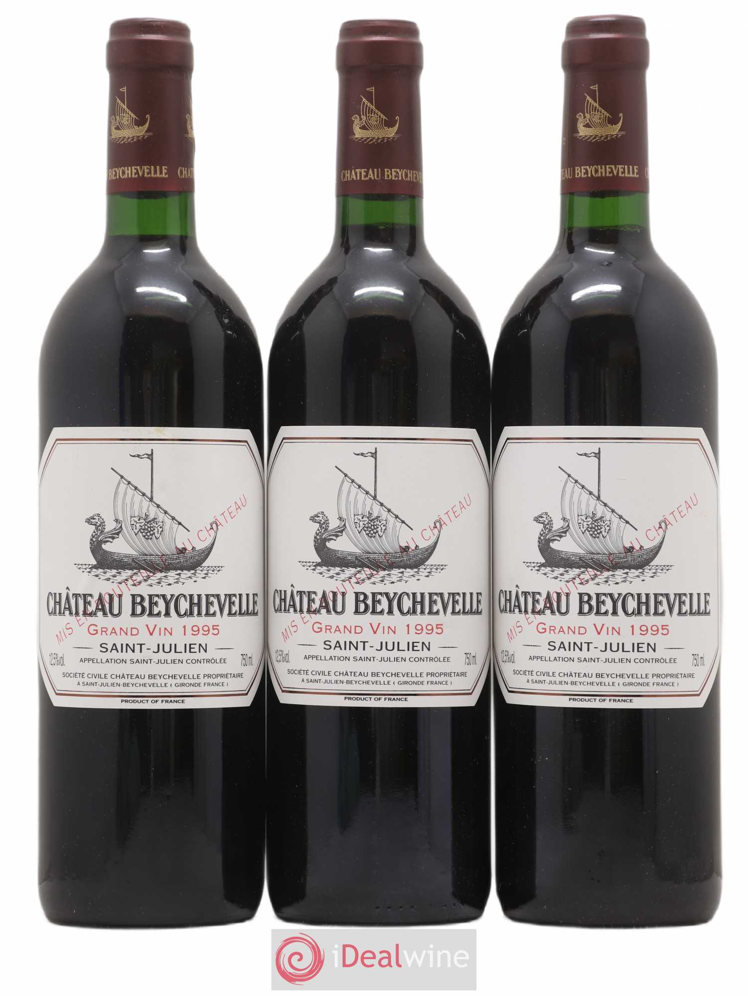 Château Beychevelle 4ème Grand Cru Classé 1995 - Lot de 3 bouteilles - 0
