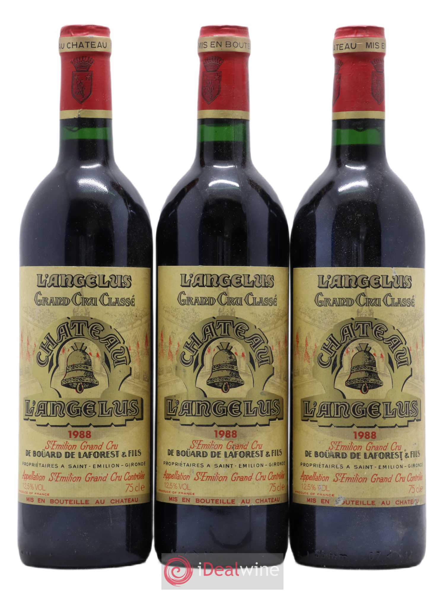 Château Angélus 1er Grand Cru Classé A 1988 - Lot de 3 bouteilles - 0