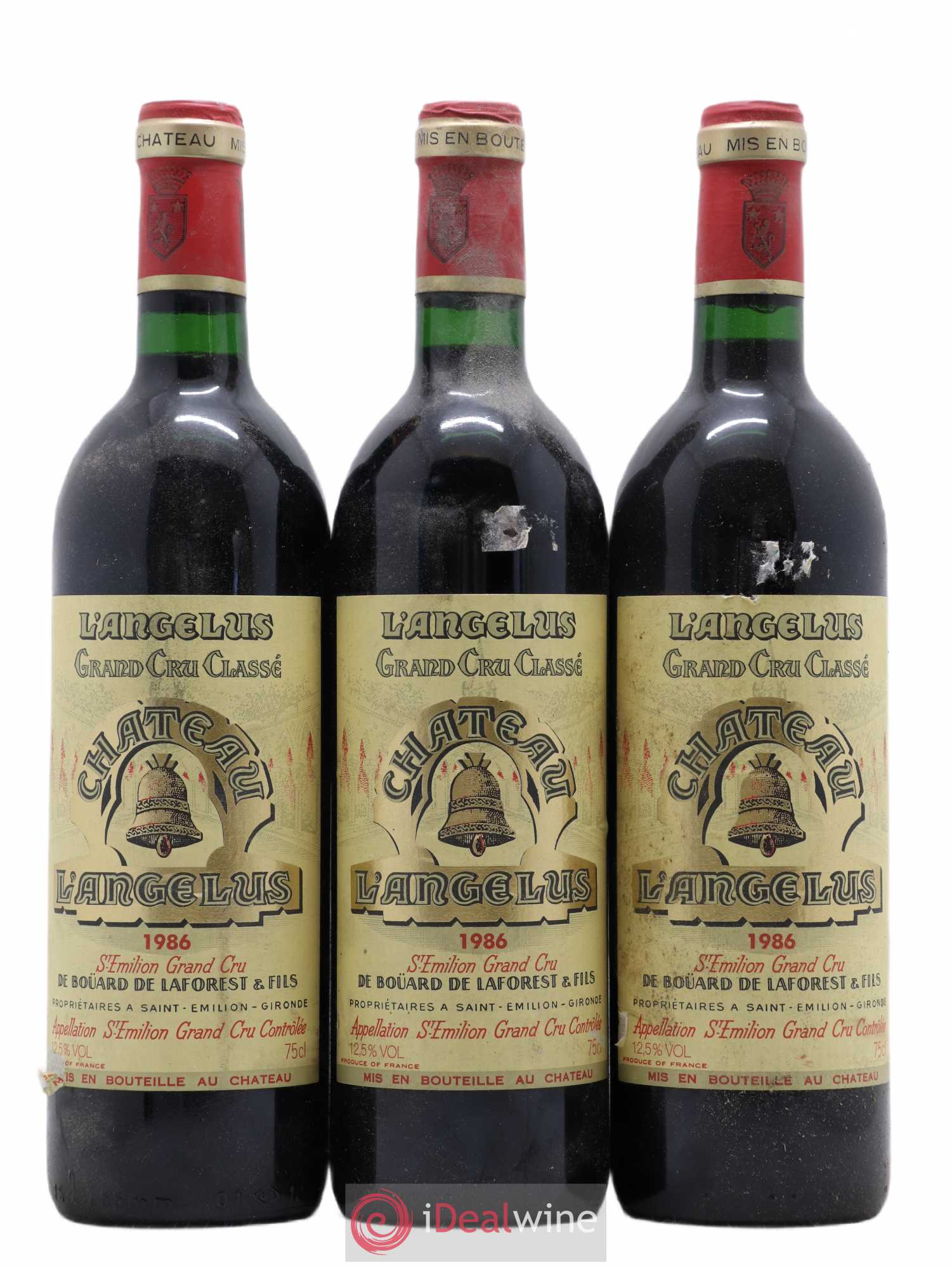 Château Angélus 1er Grand Cru Classé A 1986 - Lot de 3 bouteilles - 0