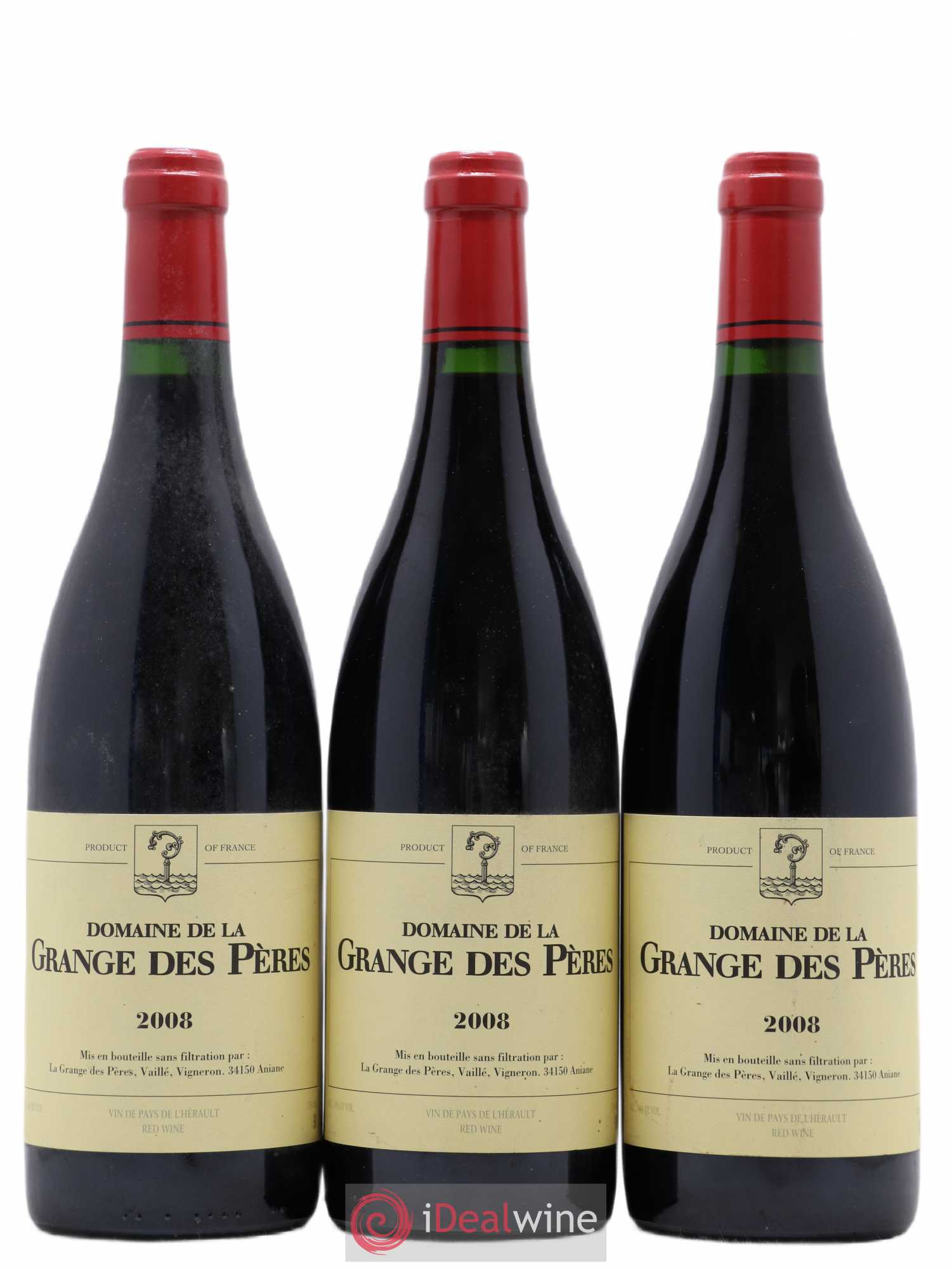 Pays d'Hérault Grange des Pères Laurent Vaillé 2008 - Lot de 3 bouteilles - 0