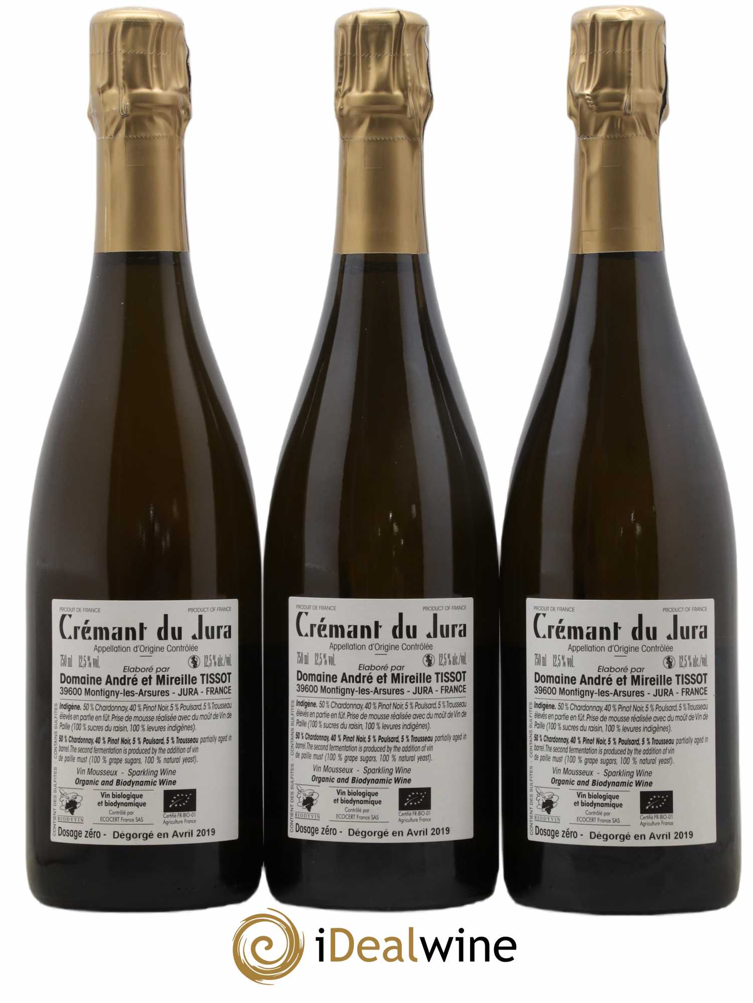 Crémant du Jura Indigène Bénédicte et Stéphane Tissot - Lot de 3 bouteilles - 1