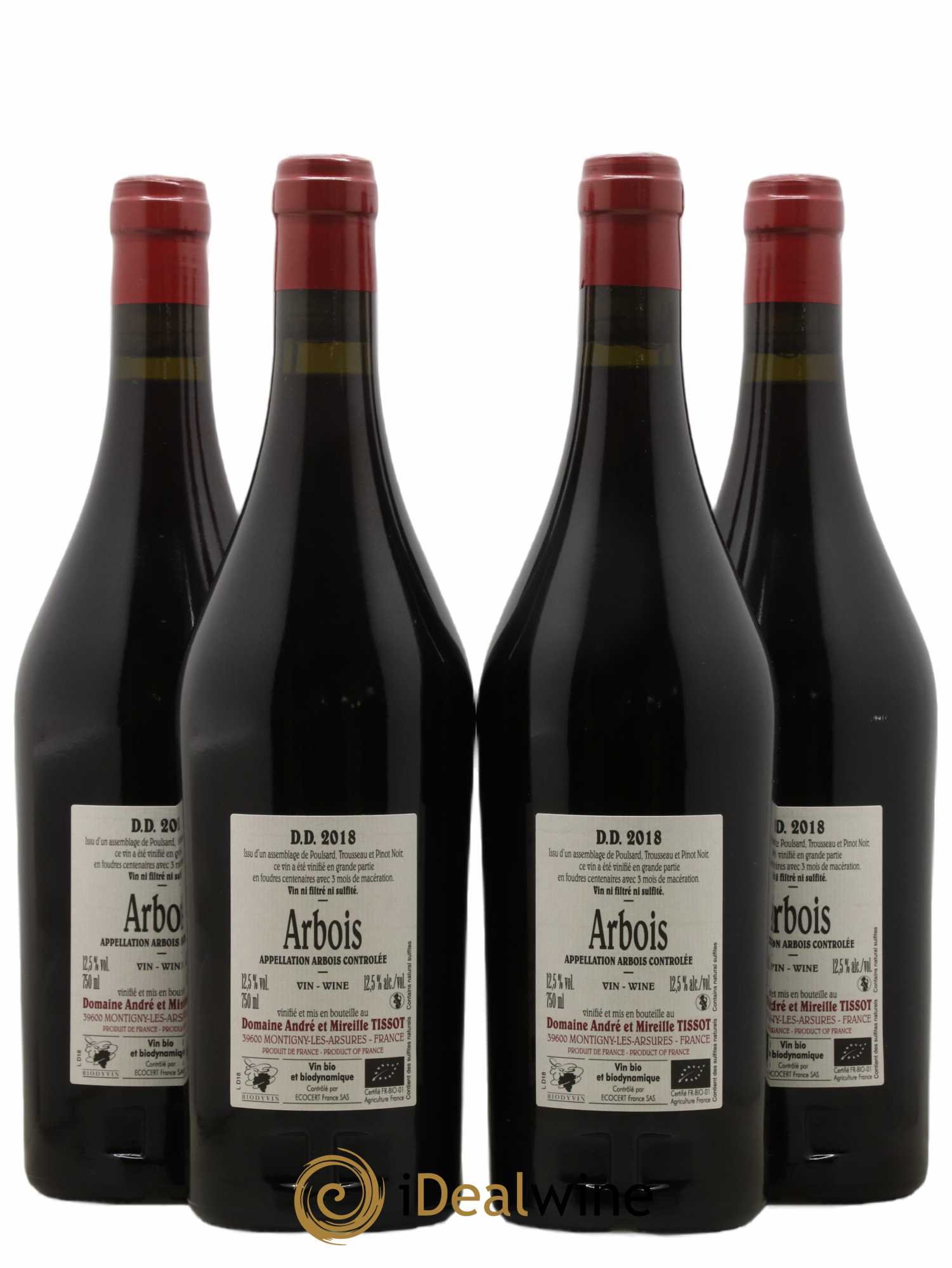 Arbois DD Bénédicte et Stéphane Tissot 2018 - Lot of 4 bottles - 1
