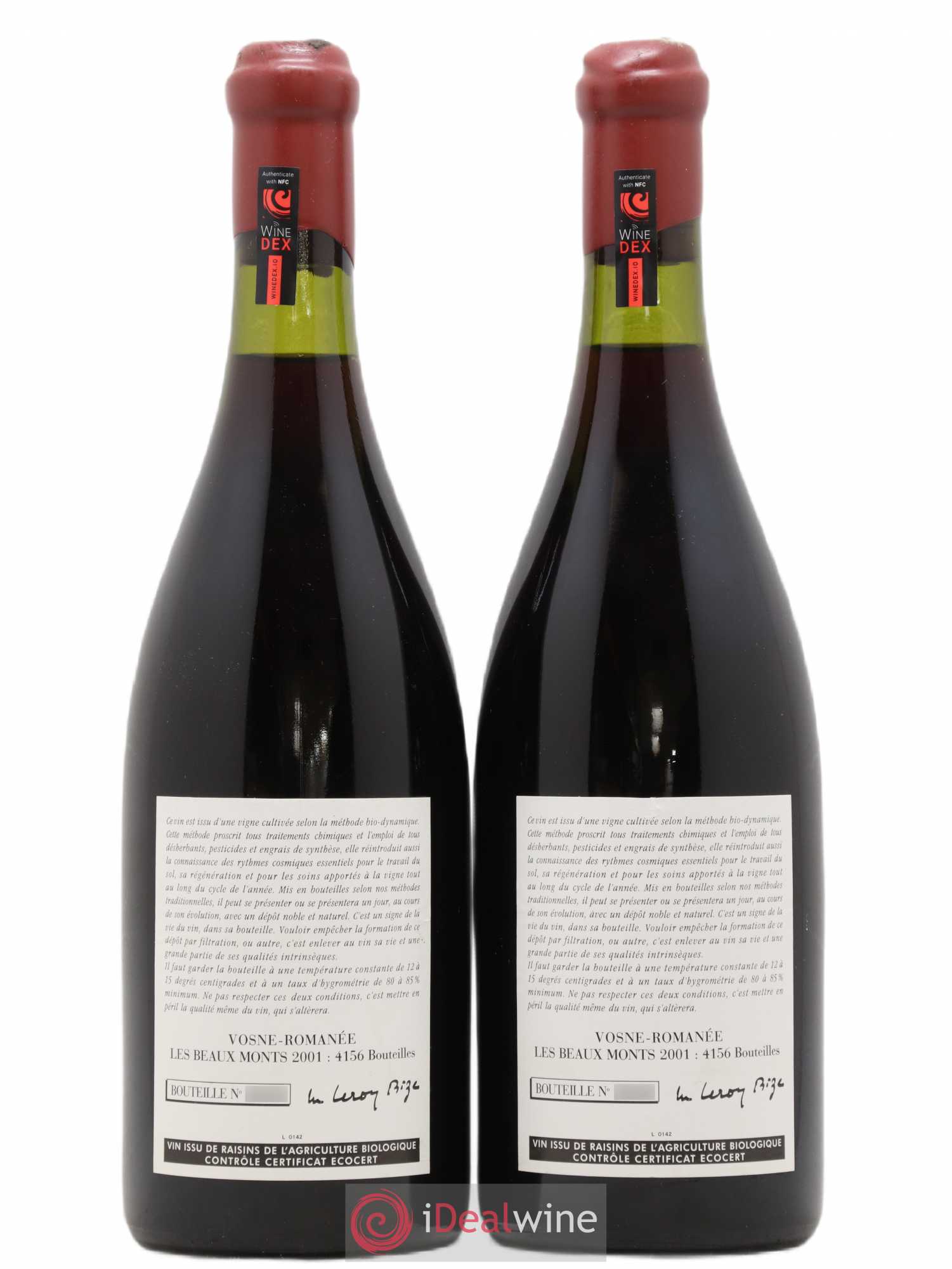 Vosne-Romanée 1er Cru Les Beaux-Monts Leroy (Domaine) 2001 - Lot de 2 bouteilles - 1