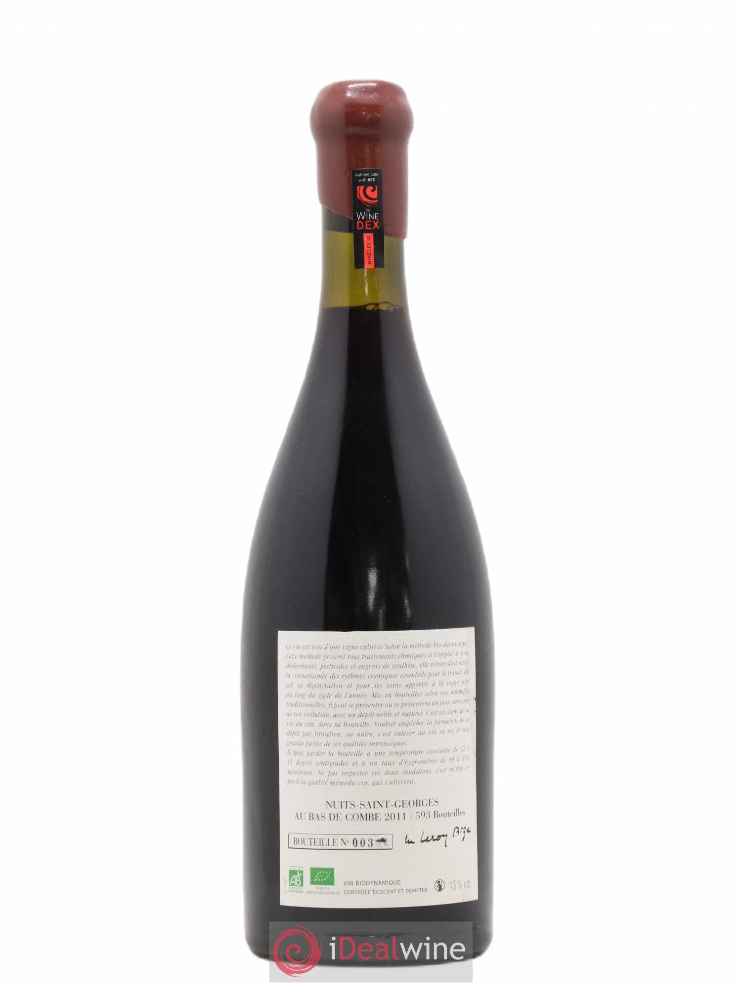 Nuits-Saint-Georges Bas de Combes Leroy (Domaine) 2011 - Lot de 1 bouteille - 1