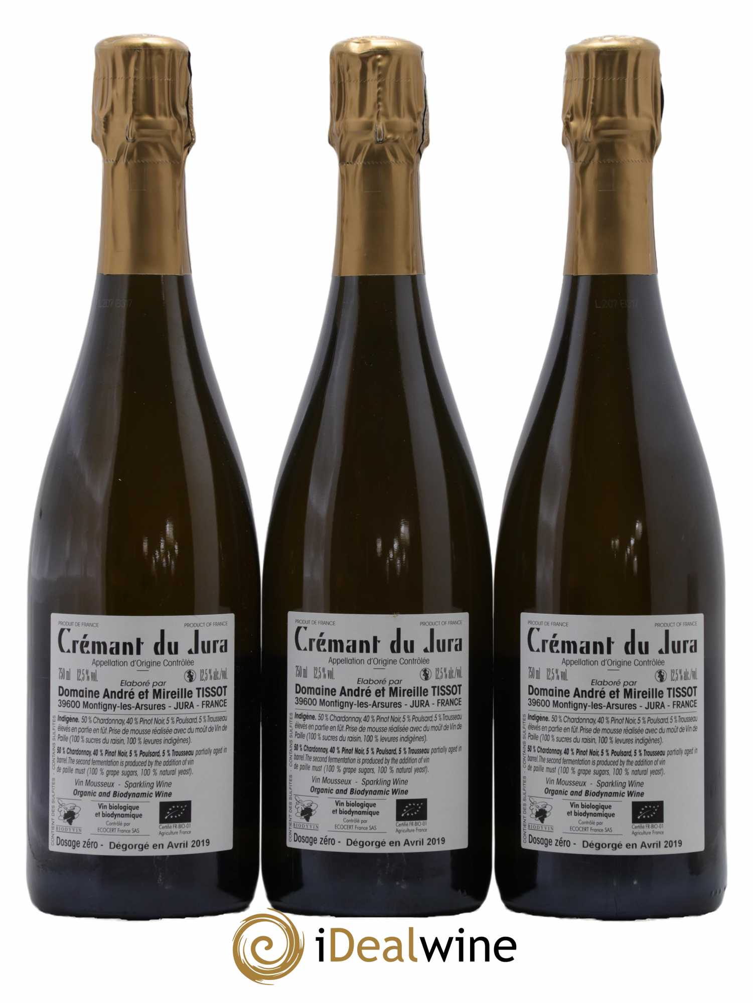 Crémant du Jura Indigène Bénédicte et Stéphane Tissot - Lot de 3 bouteilles - 1