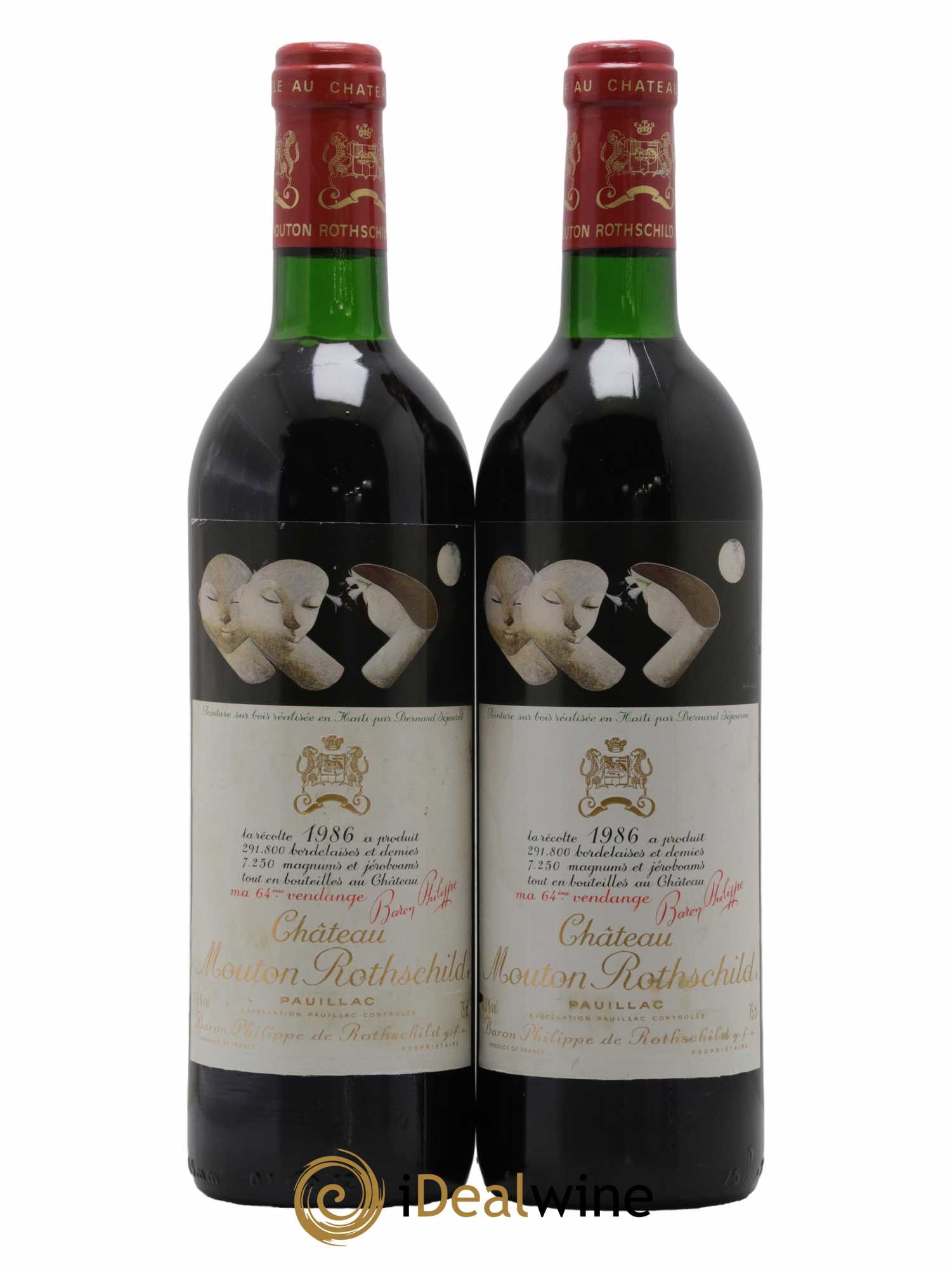 Château Mouton Rothschild 1er Grand Cru Classé 1986 - Lot de 2 bouteilles - 0