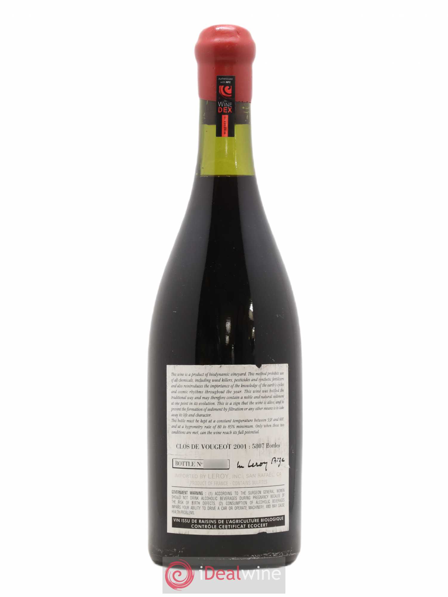 Clos de Vougeot Grand Cru Leroy (Domaine) 2001 - Lot de 1 bouteille - 1