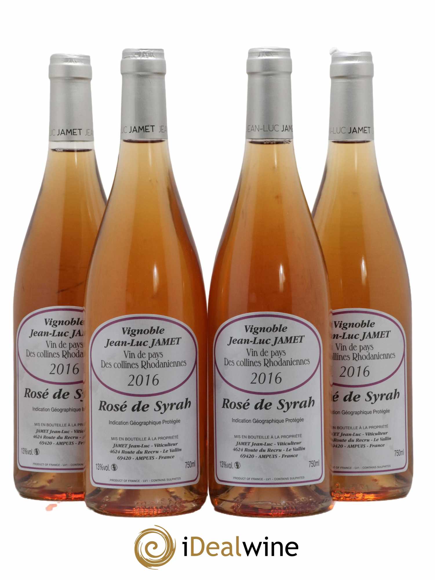 Divers IGP Collines Rhodaniennes Rosé de Syrah Jean-Luc Jamet 2016 - Lot de 4 bouteilles - 0