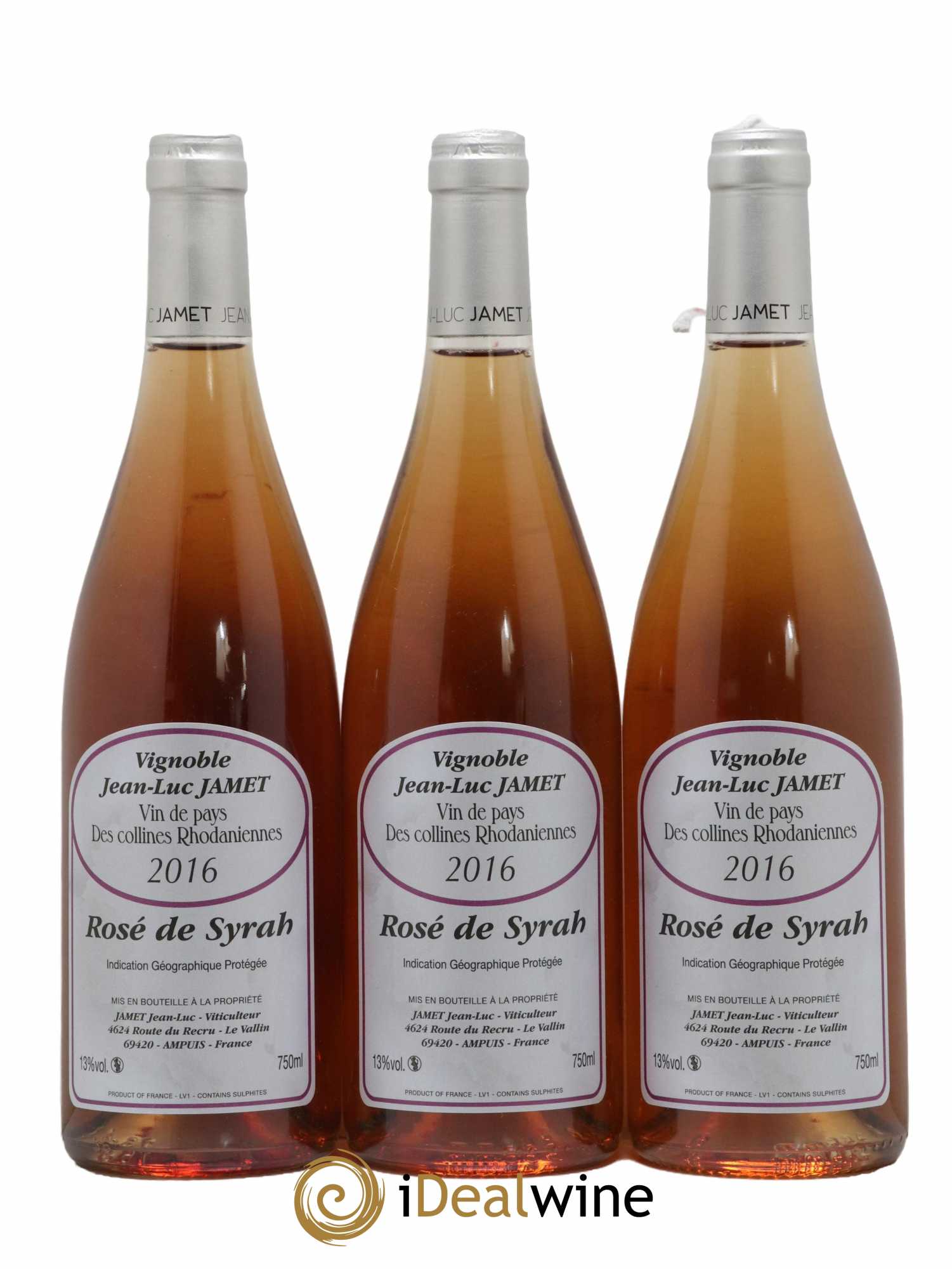 Divers IGP Collines Rhodaniennes Rosé de Syrah Jean-Luc Jamet 2016 - Lot de 3 bouteilles - 0