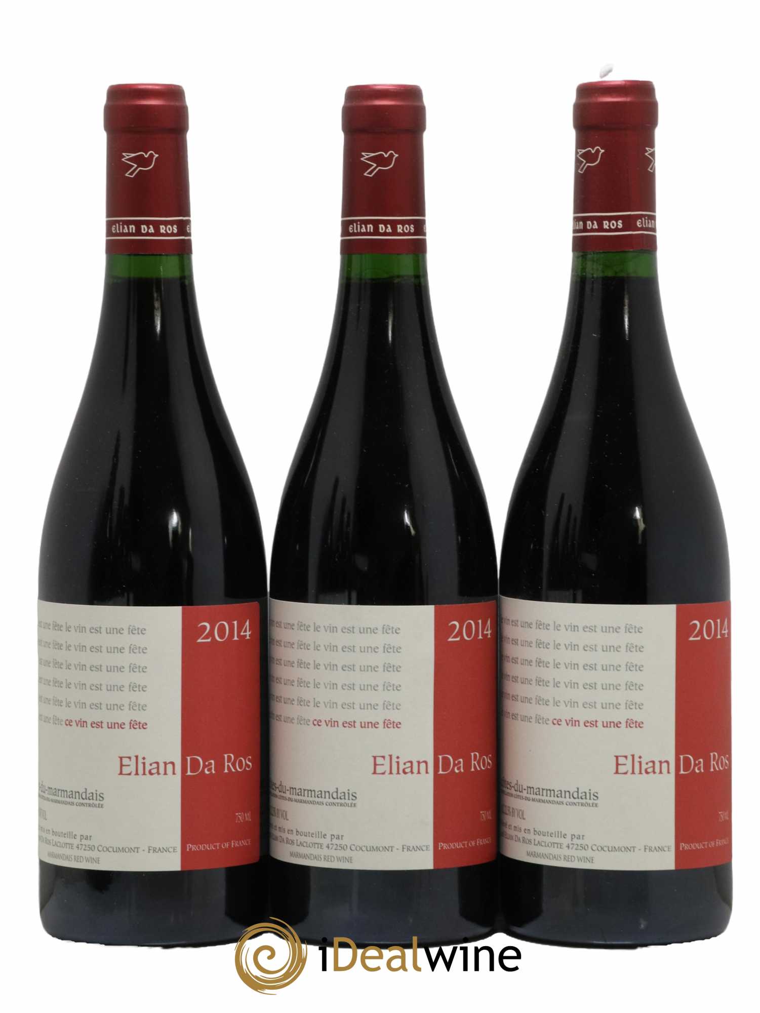 Côtes du Marmandais Le vin est une fête Elian Da Ros (Domaine) 2014 - Lot de 3 bouteilles - 0
