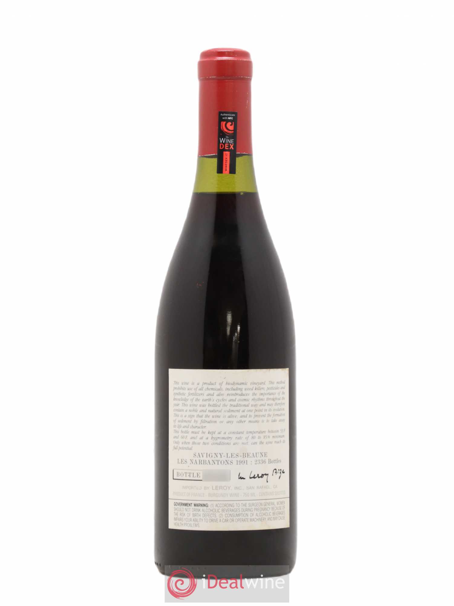 Savigny-lès-Beaune 1er Cru Les Narbantons Leroy (Domaine) 1991 - Lot de 1 bouteille - 1