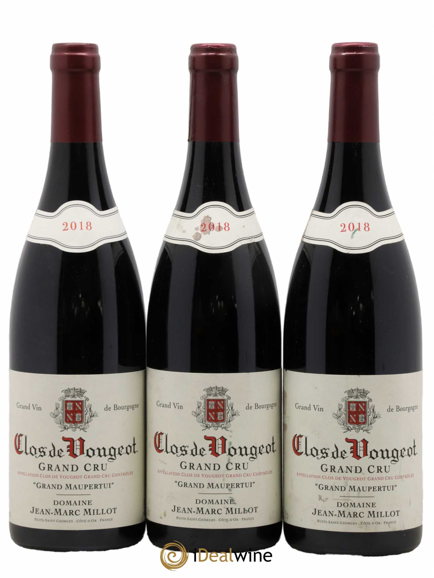 Clos de Vougeot Grand Cru Grand Maupertui Jean-Marc Millot 2018 - Lot de 3 bouteilles - 0