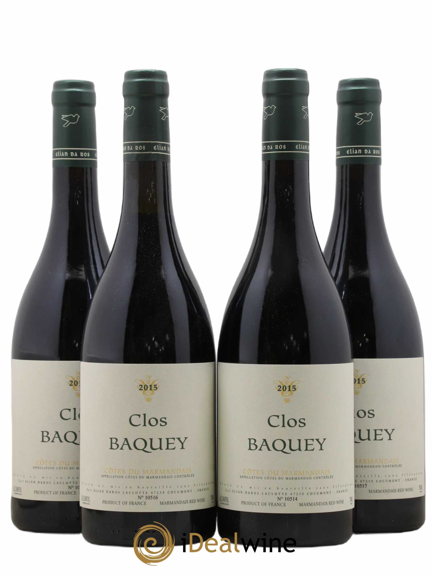Côtes du Marmandais Clos Baquey Elian Da Ros (Domaine) 2015 - Lot de 4 bouteilles - 0