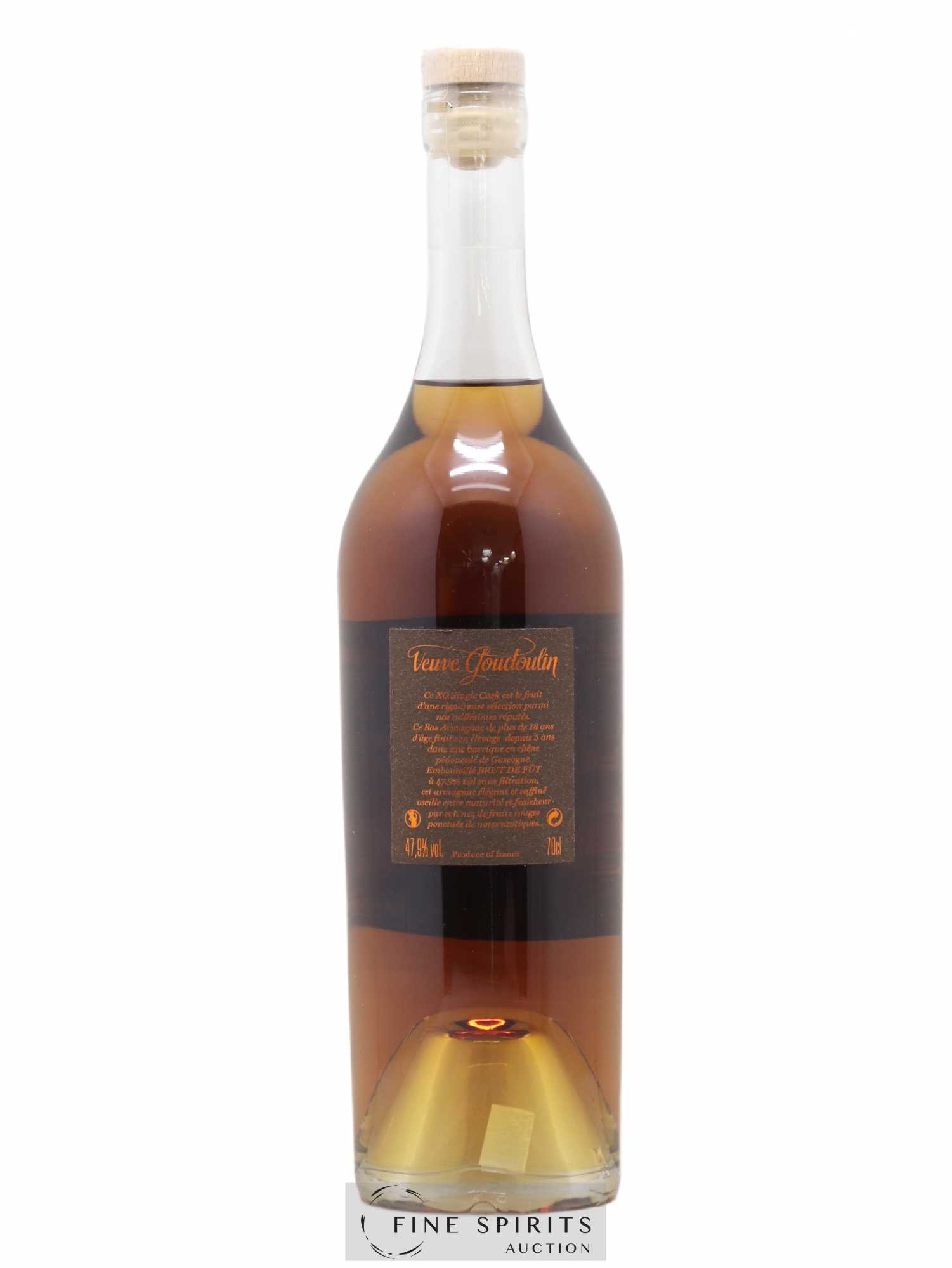 Veuve Goudoulin 18 years Of. XO Single Cask  (sans prix de réserve) - Lot de 1 bouteille - 1