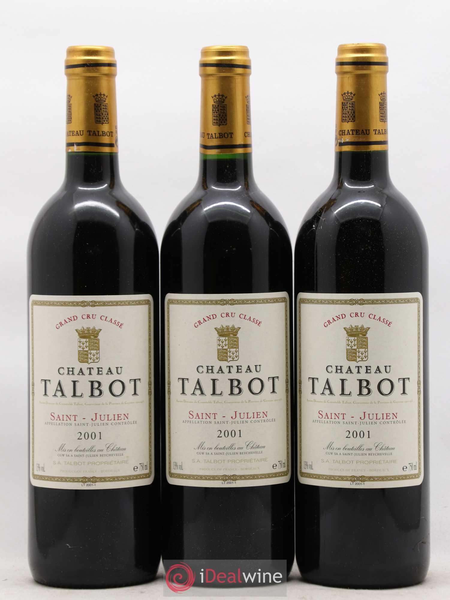 Château Talbot 4ème Grand Cru Classé 2001 - Lot de 12 bouteilles - 1