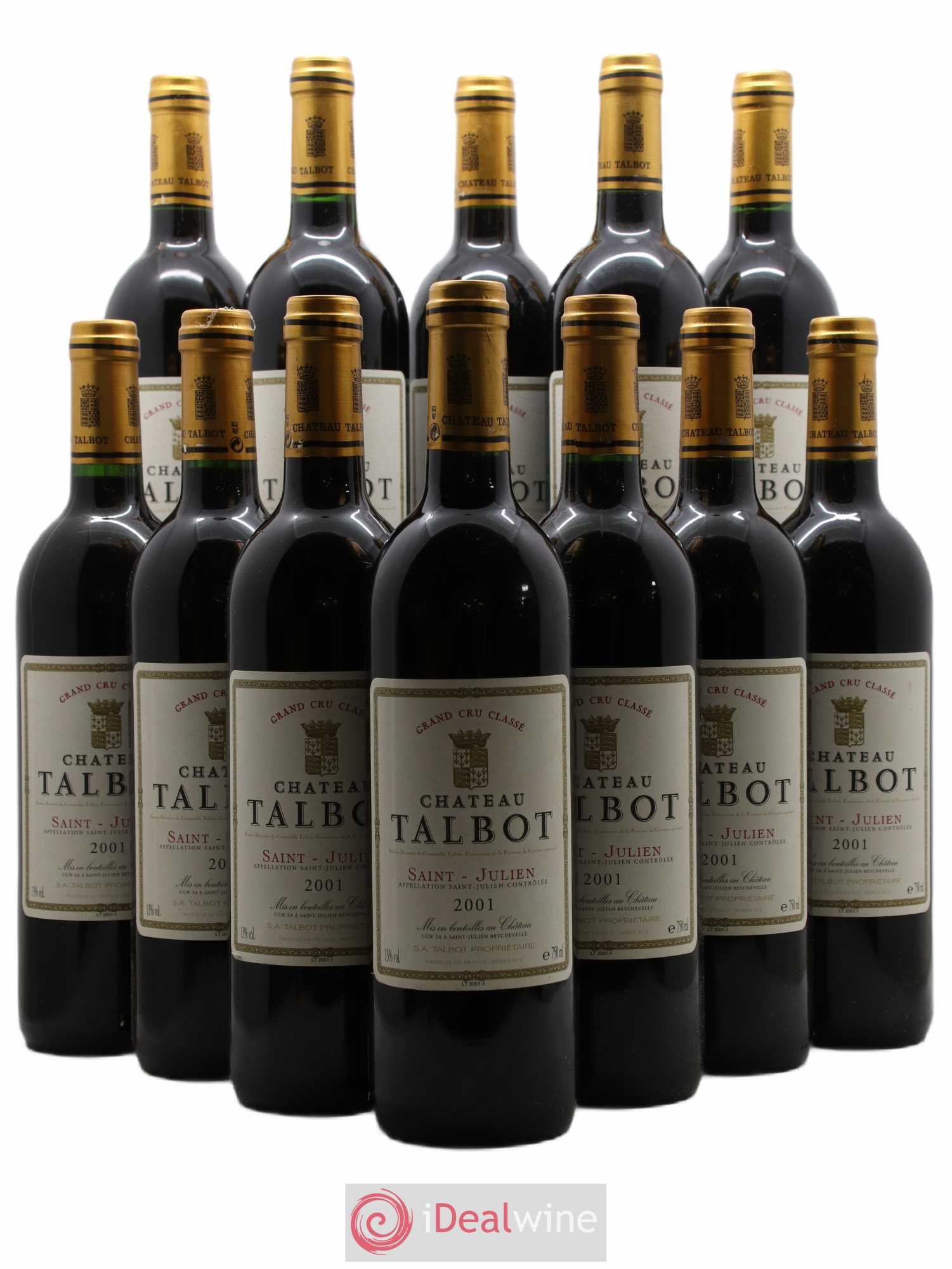 Château Talbot 4ème Grand Cru Classé 2001 - Lot de 12 bouteilles - 0