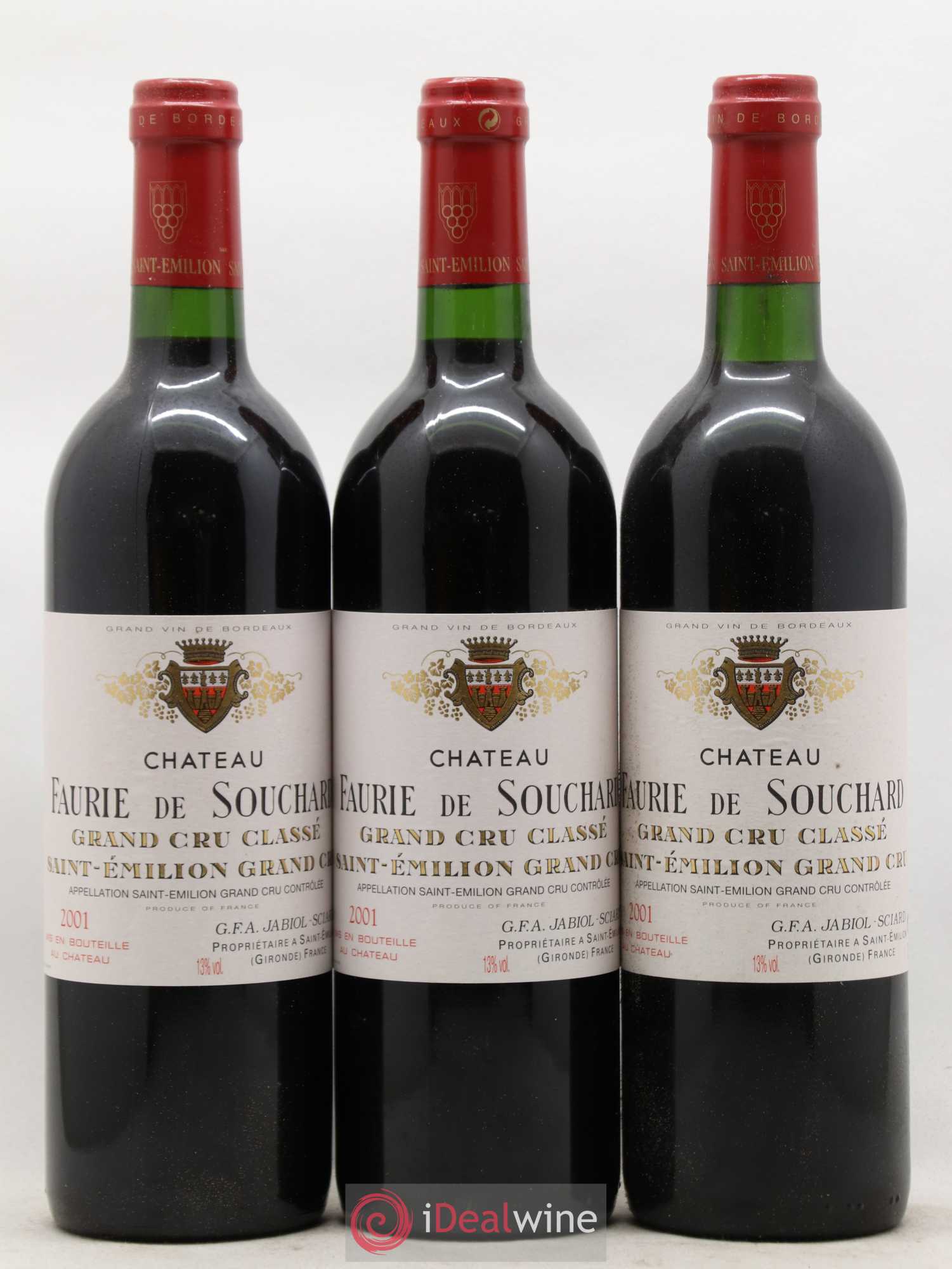 Château Faurie de Souchard Grand Cru Classé 2001 - Lot de 12 bouteilles - 1