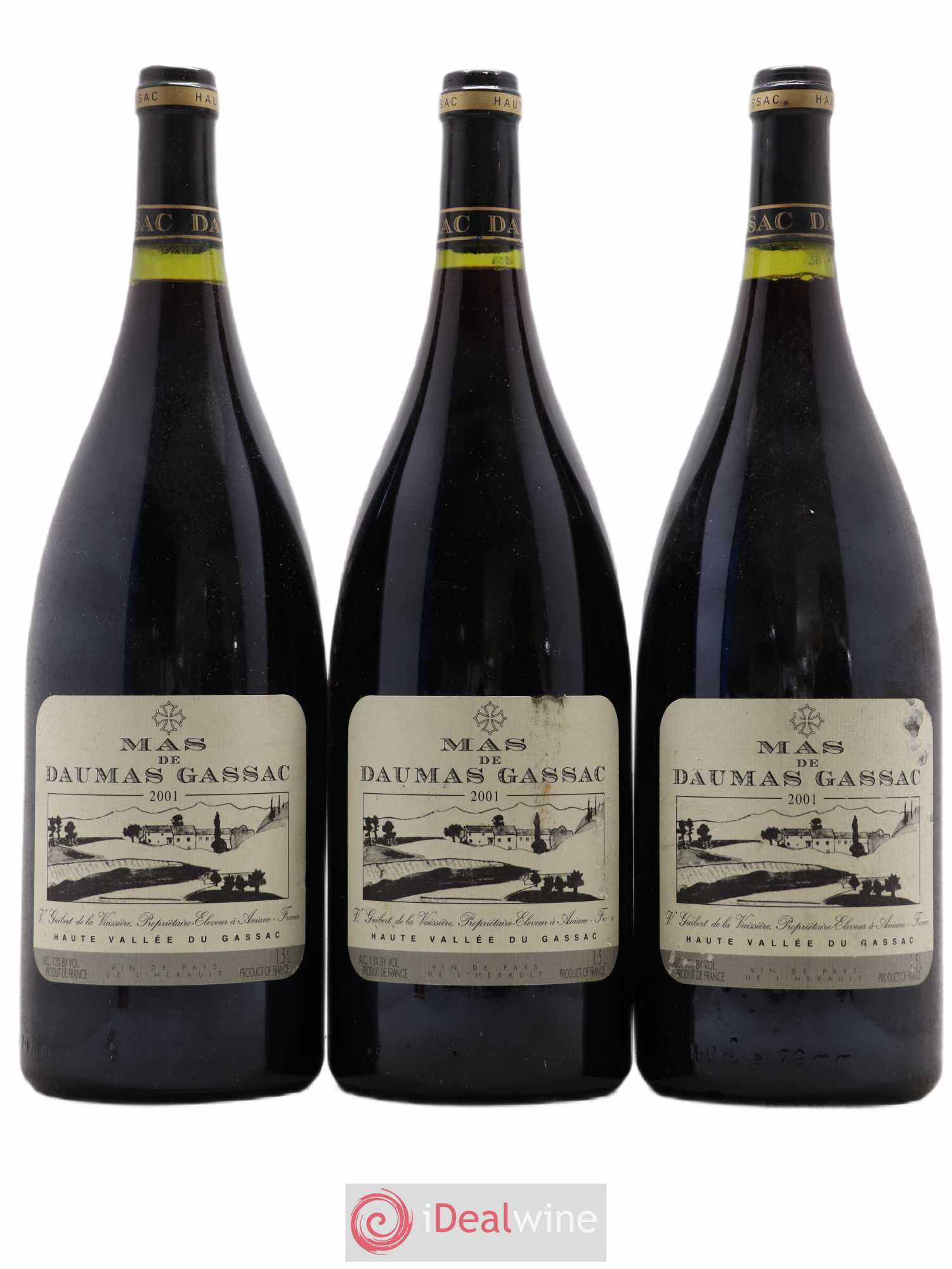 Saint-Guilhem-le-Désert - Cité d'Aniane Mas Daumas Gassac Famille Guibert de La Vaissière 2001 - Lot de 3 magnums - 0