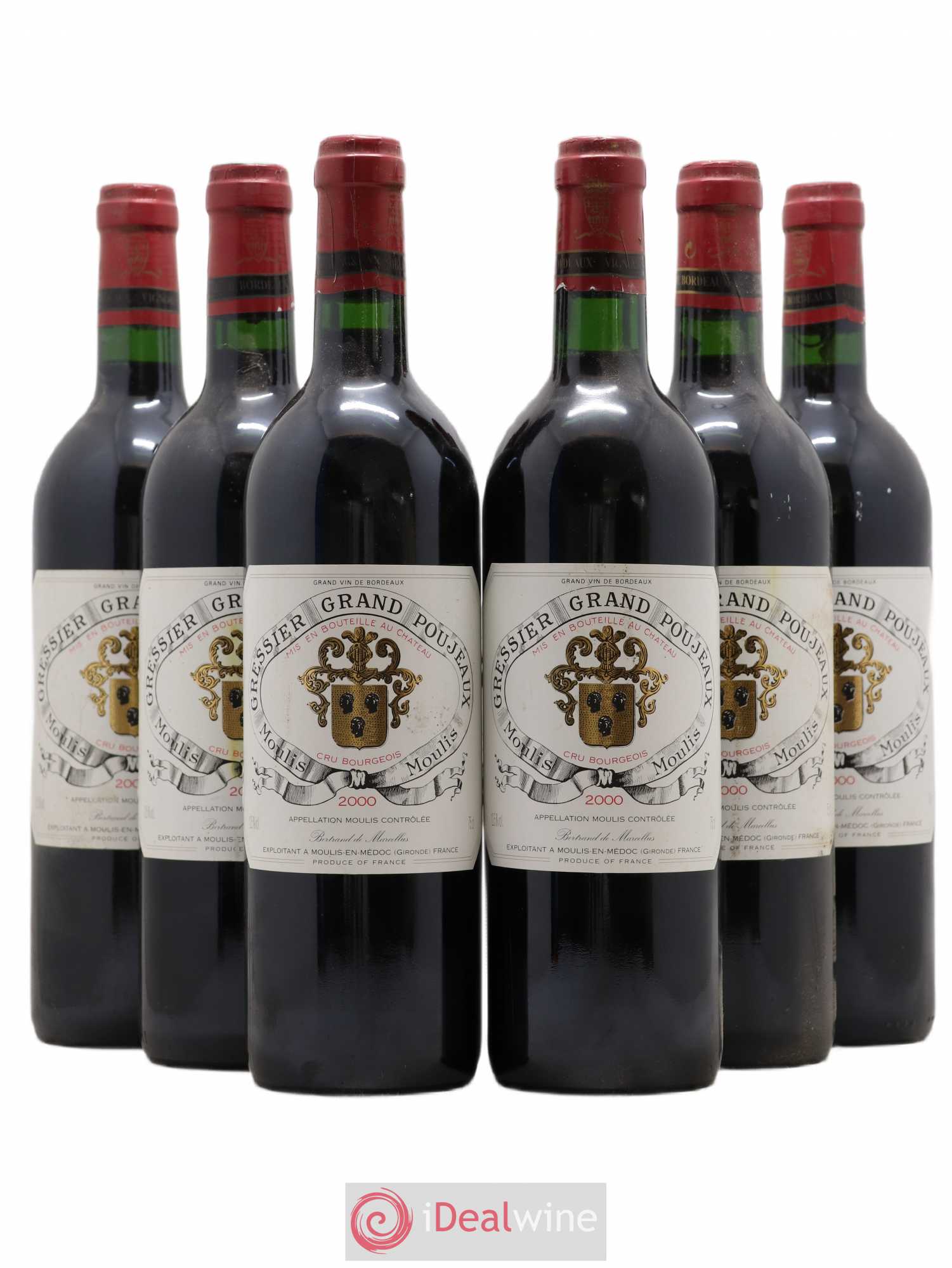 Château Gressier Grand Poujeaux Cru Bourgeois 2000 - Lot de 6 bouteilles - 0