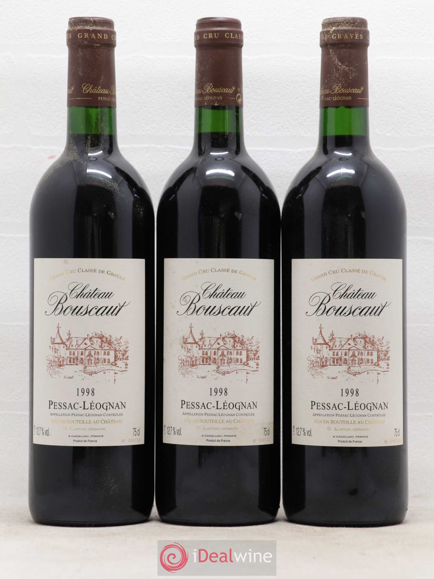 Château Bouscaut Cru Classé de Graves 1998 - Lot de 12 bouteilles - 1