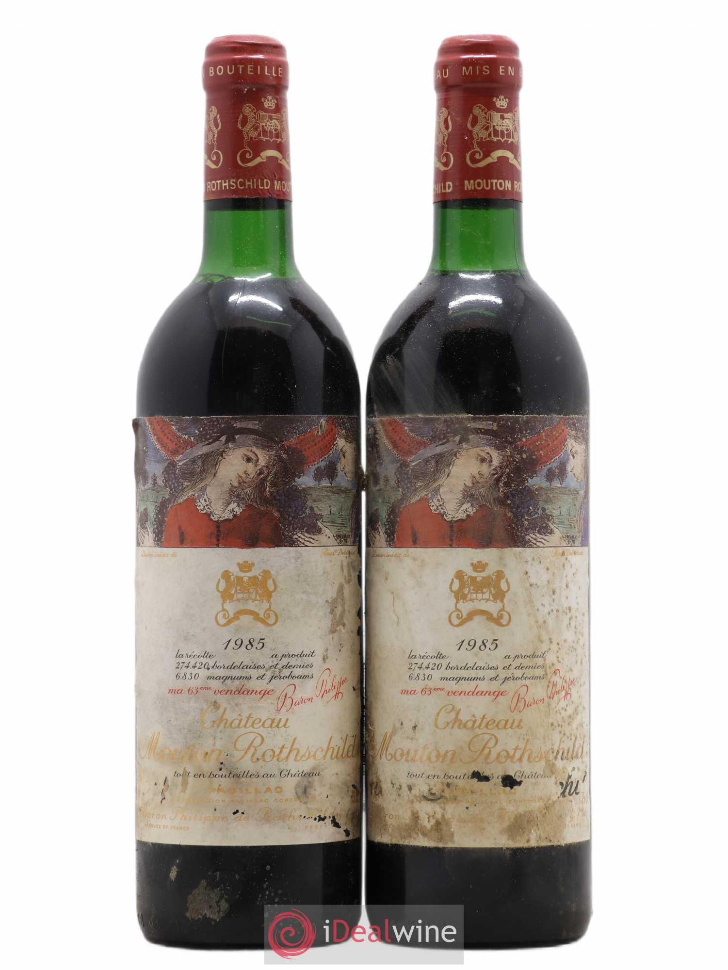 Château Mouton Rothschild 1er Grand Cru Classé 1985 - Lot de 2 bouteilles - 0