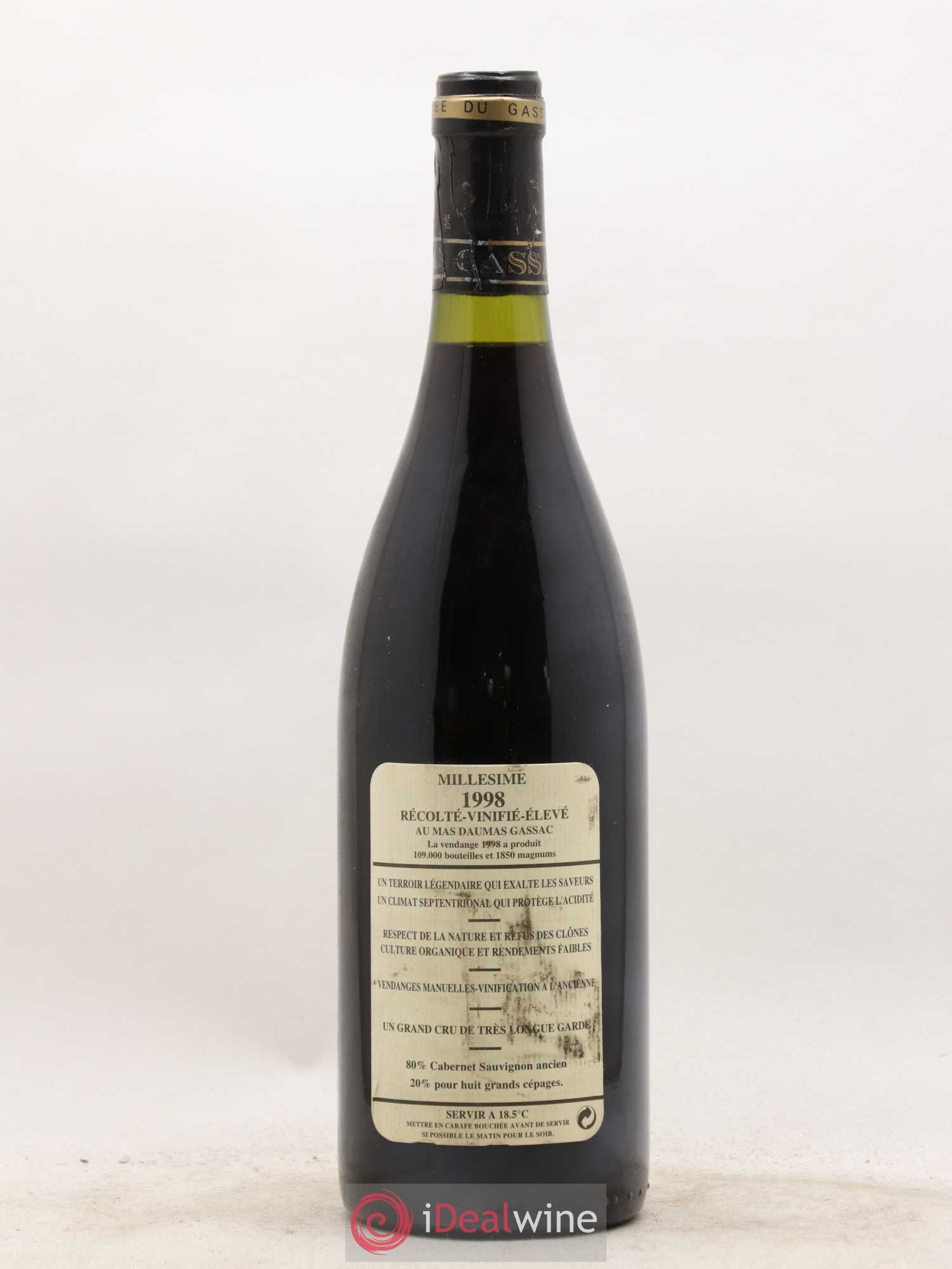 Saint-Guilhem-le-Désert - Cité d'Aniane Mas Daumas Gassac Famille Guibert de La Vaissière 1998 - Lot de 1 bouteille - 1