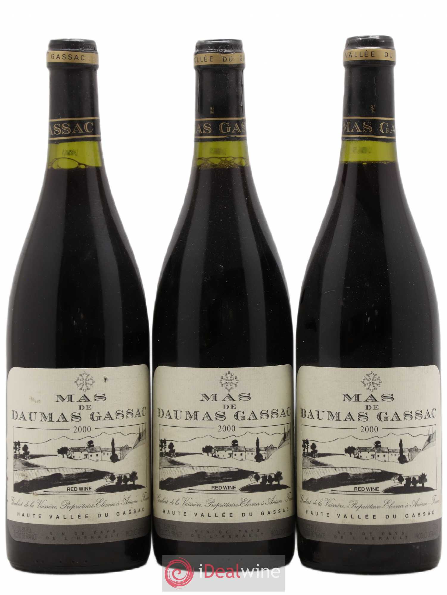 Saint-Guilhem-le-Désert - Cité d'Aniane Mas Daumas Gassac Famille Guibert de La Vaissière 2000 - Lot de 3 bouteilles - 0