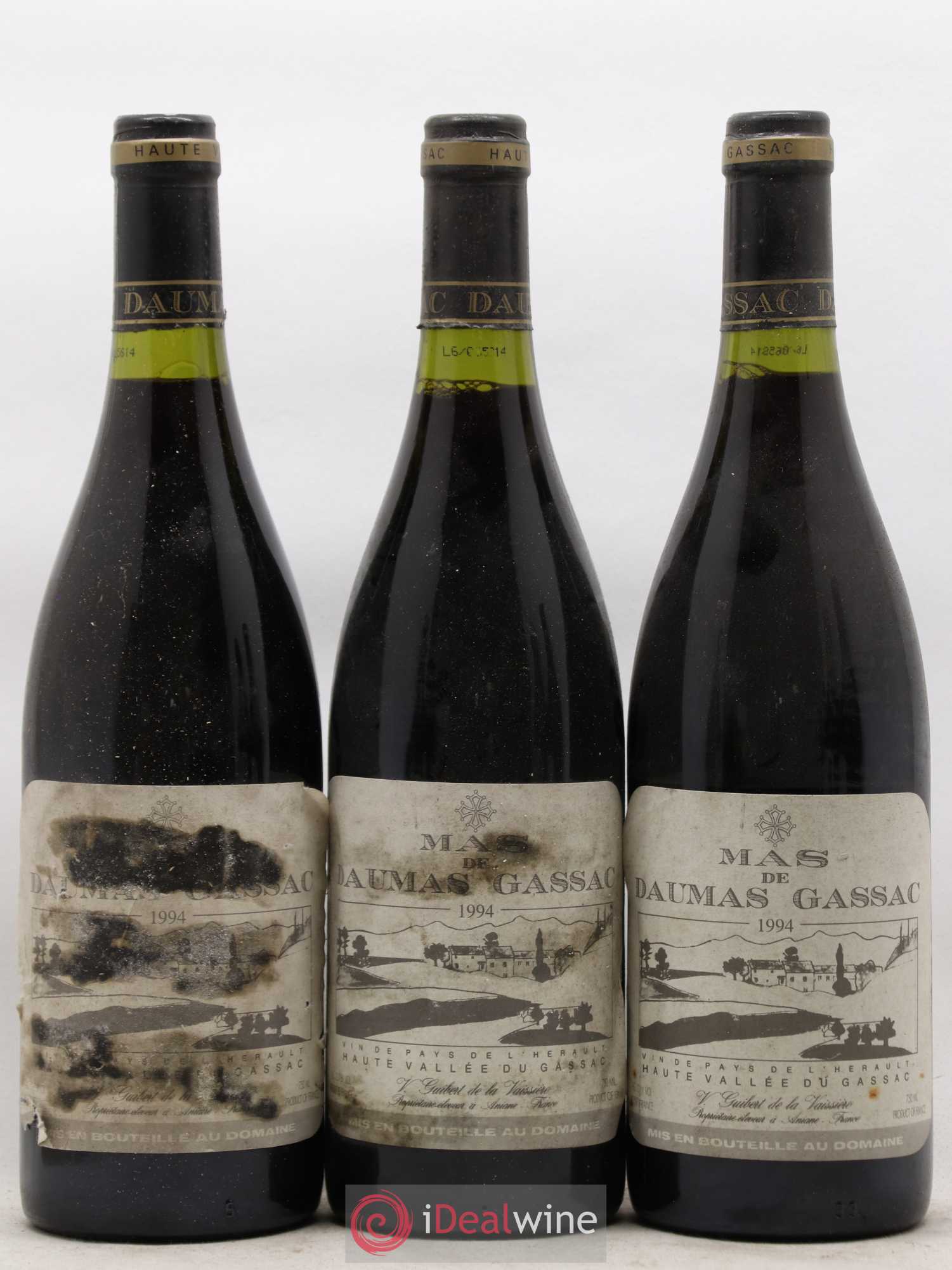 Saint-Guilhem-le-Désert - Cité d'Aniane Mas Daumas Gassac Famille Guibert de La Vaissière 1994 - Lot de 6 bouteilles - 1
