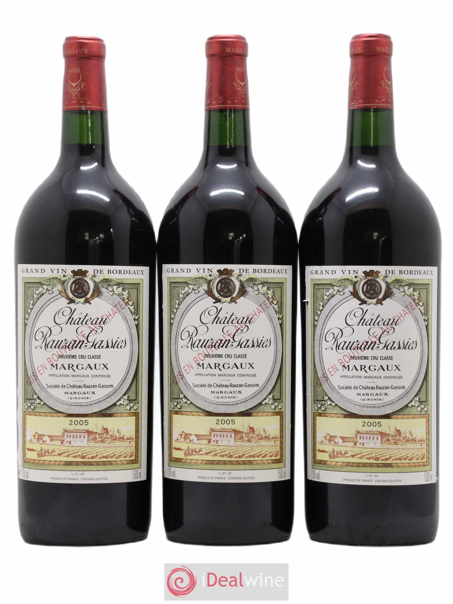 Château Rauzan-Gassies 2ème Grand Cru Classé 2005 - Lot de 3 magnums - 0